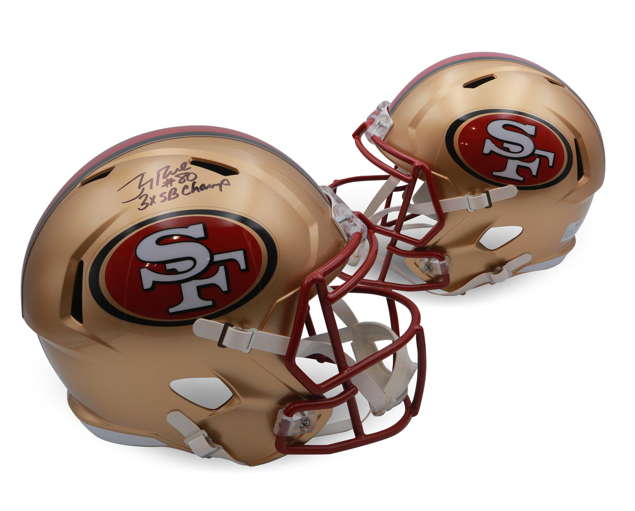 Jerry Rice Autographed San Francisco 49ers Signed Full Size Replica Football Helmet 3 x Super Bowl Champ Fanatics Authentic COA