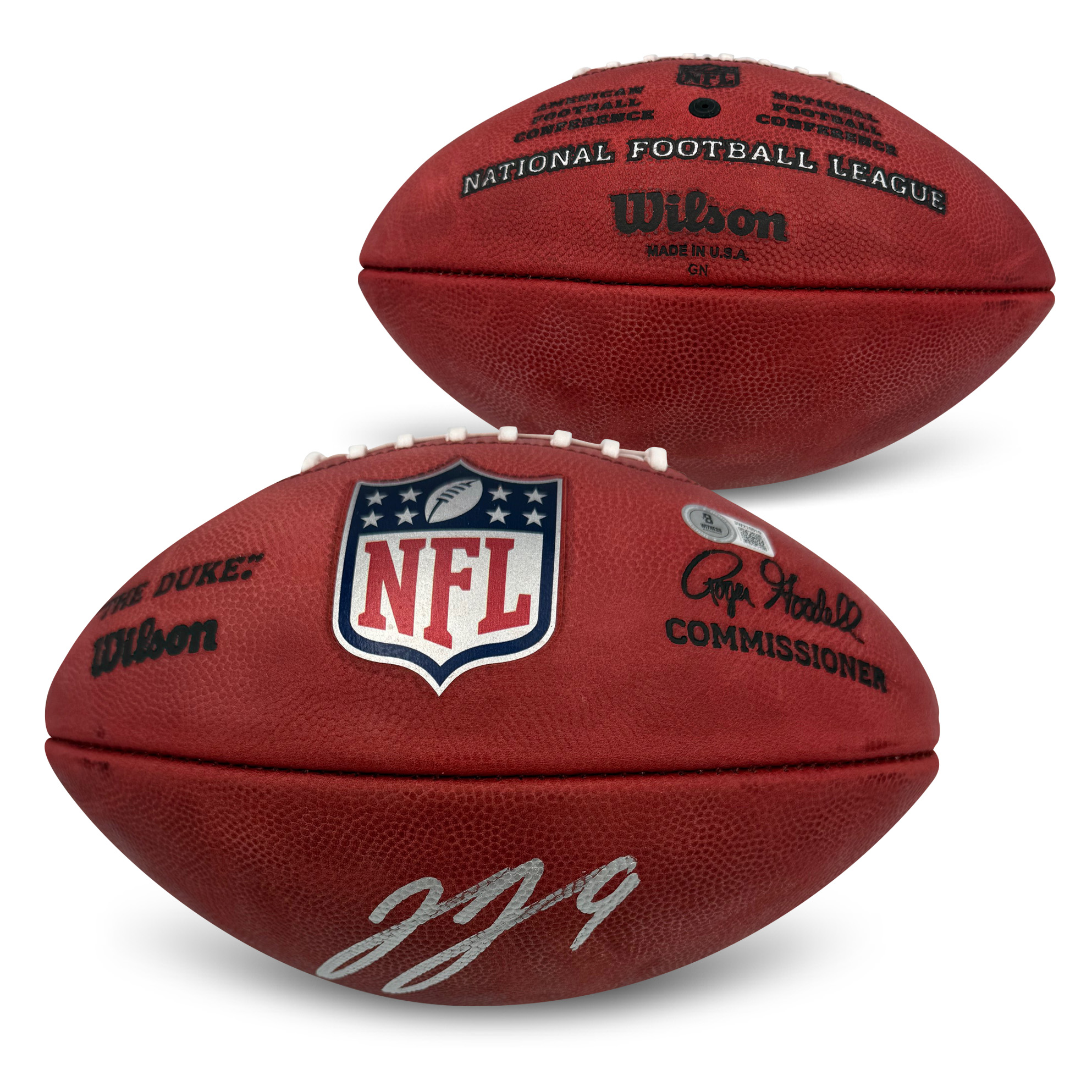 J.J. McCarthy Autographed NFL Duke Authentic Signed Full Size Game Football Beckett COA J.J. McCarthy Autographed NFL Duke Authentic Signed Full Size Game Football Beckett COA