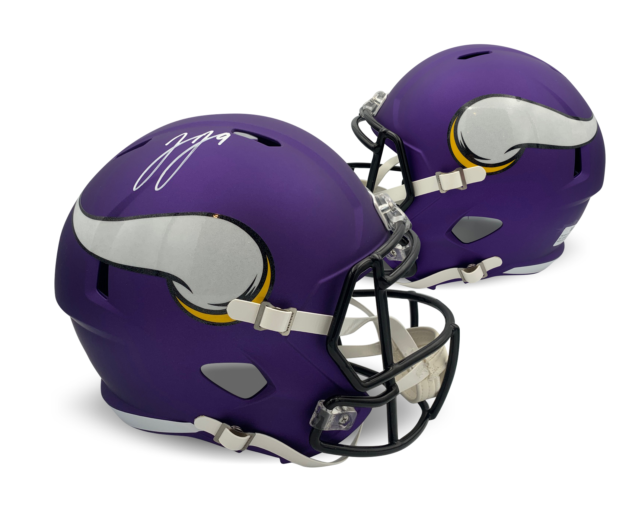 JJ McCarthy Autographed Minnesota Vikings Signed Full Sized Replica Football Helmet Beckett COA