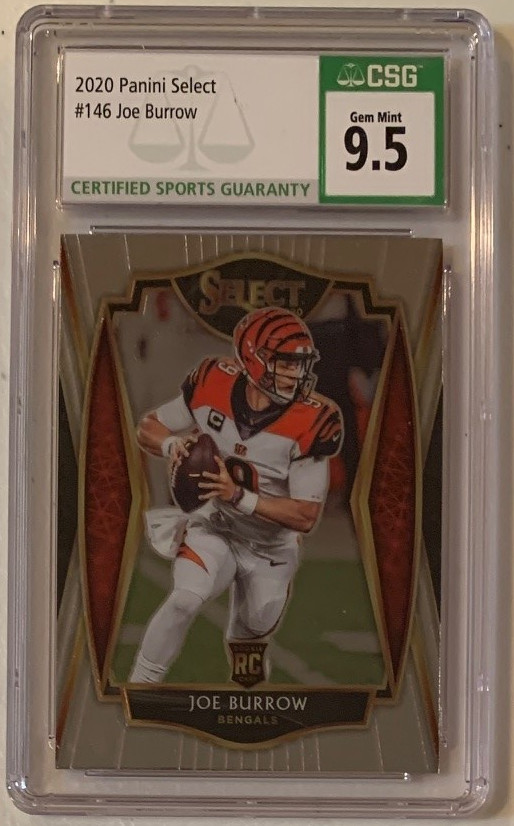 Joe Burrow 2020 Panini Select Football Rookie Card RC #146 Graded CSG 9.5 Joe Burrow 2020 Panini Select Football Rookie Card RC #146 Graded CSG 9.5