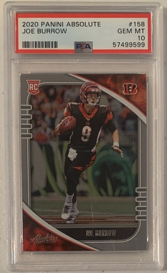 Joe Burrow 2020 Panini Absolute Football Rookie Card RC #158 Graded PSA 10 Joe Burrow 2020 Panini Absolute Football Rookie Card RC #158 Graded PSA 10