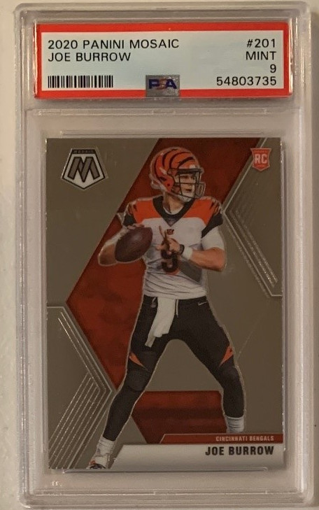 Joe Burrow 2020 Panini Mosaic Football Rookie Card RC #201 Graded PSA 9 Joe Burrow 2020 Panini Mosaic Football Rookie Card RC #201 Graded PSA 9