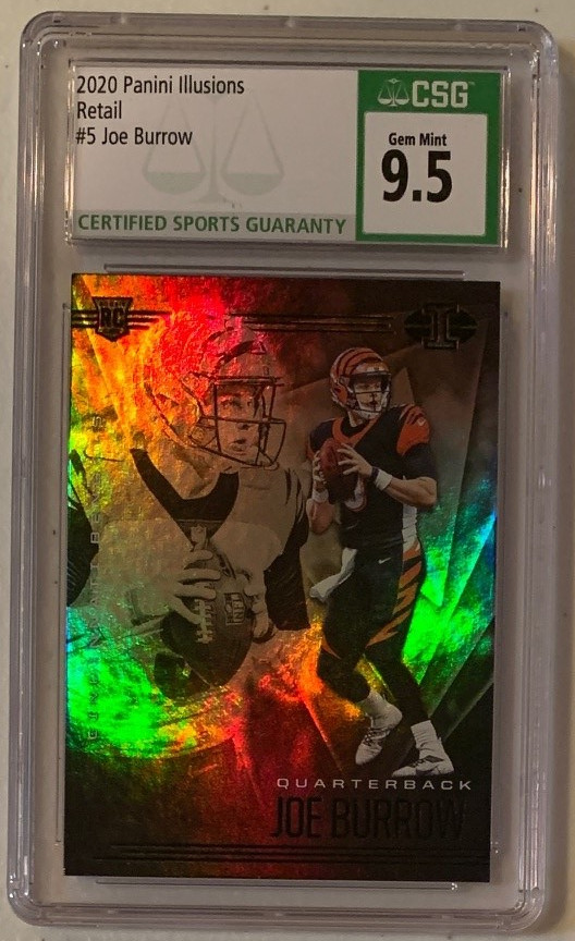 Joe Burrow 2020 Panini Illusions Retail Football Rookie Card RC #5 Graded CSG 9.5 Joe Burrow 2020 Panini Illusions Retail Football Rookie Card RC #5 Graded CSG 9.5