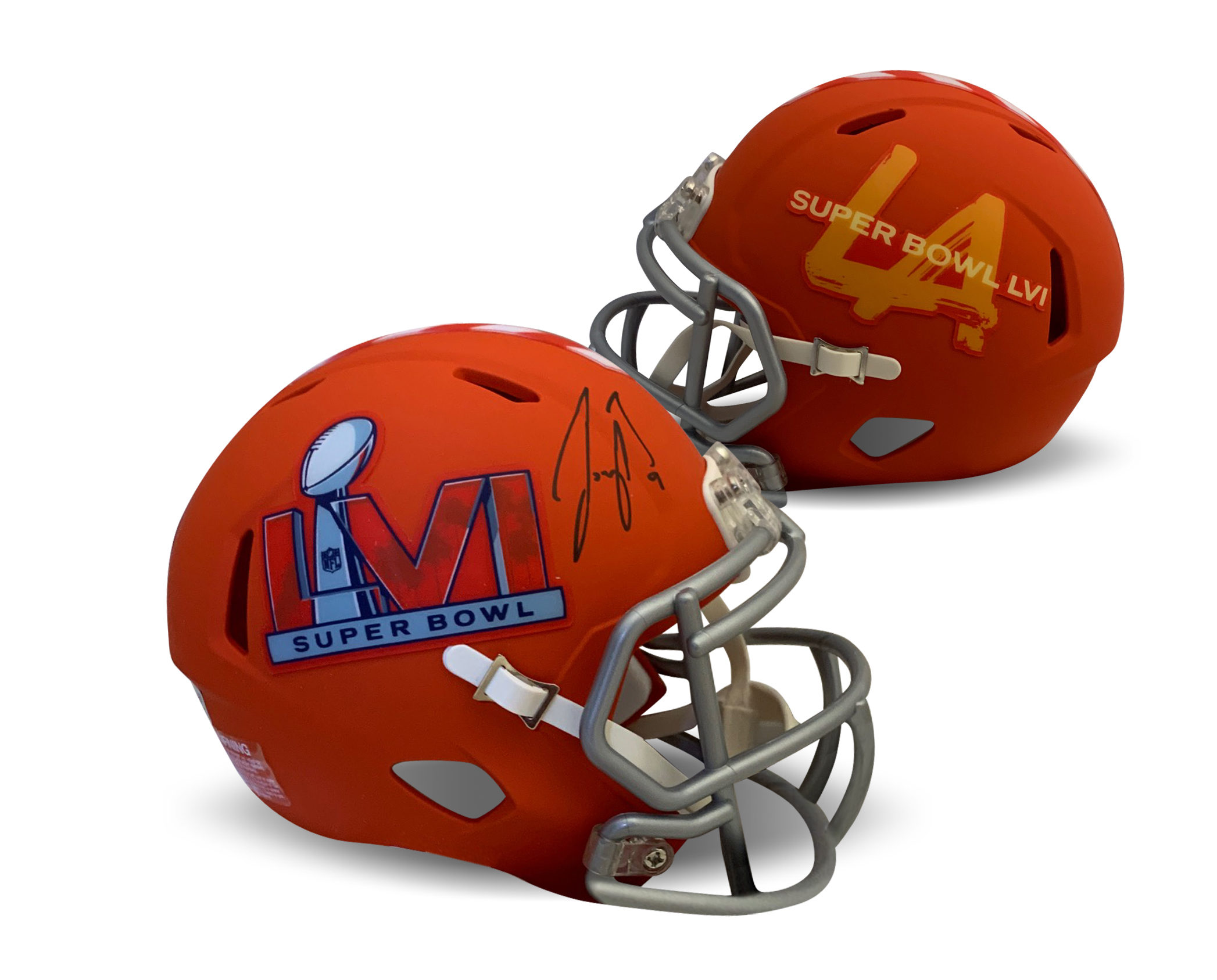 Joe Burrow Autographed Cincinnati Super Bowl LVI 56 Signed Football Mini Helmet Fanatics Authentic COA Joe Burrow Autographed Cincinnati Super Bowl LVI 56 Signed Football Mini Helmet Fanatics Authentic COA