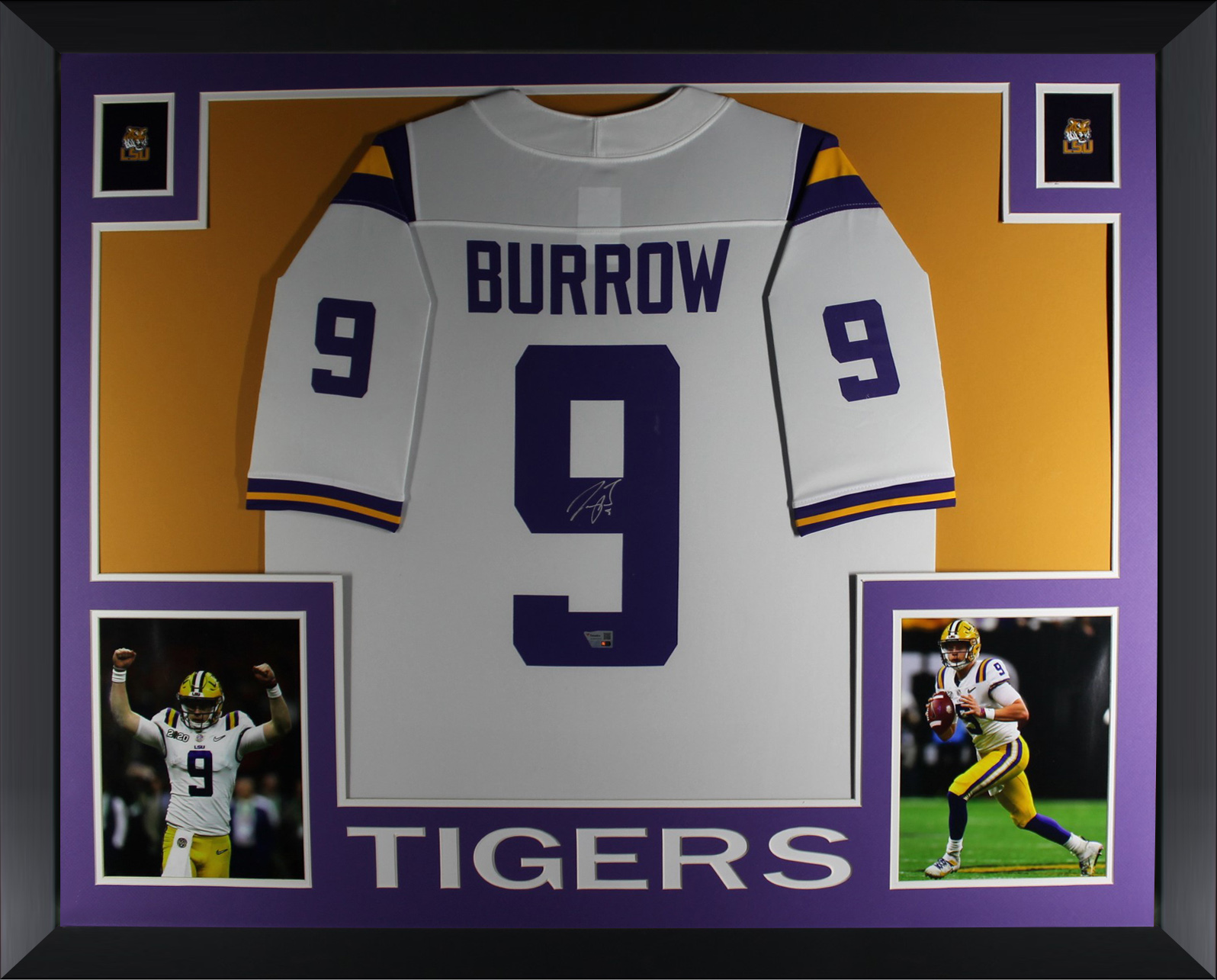 Joe Burrow Autographed LSU Tigers Signed Nike Official White Football Framed Jersey Fanatics Authentic COA A