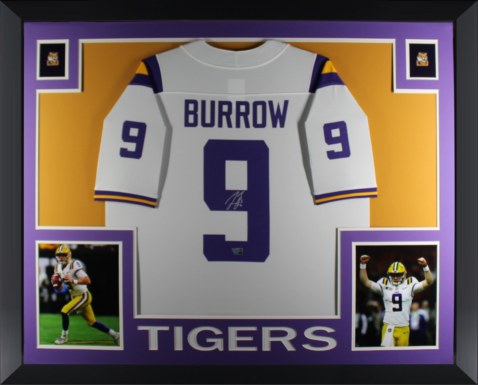 Joe Burrow Autographed LSU Tigers Signed Nike Official White Football Framed Jersey Fanatics Authentic COA B