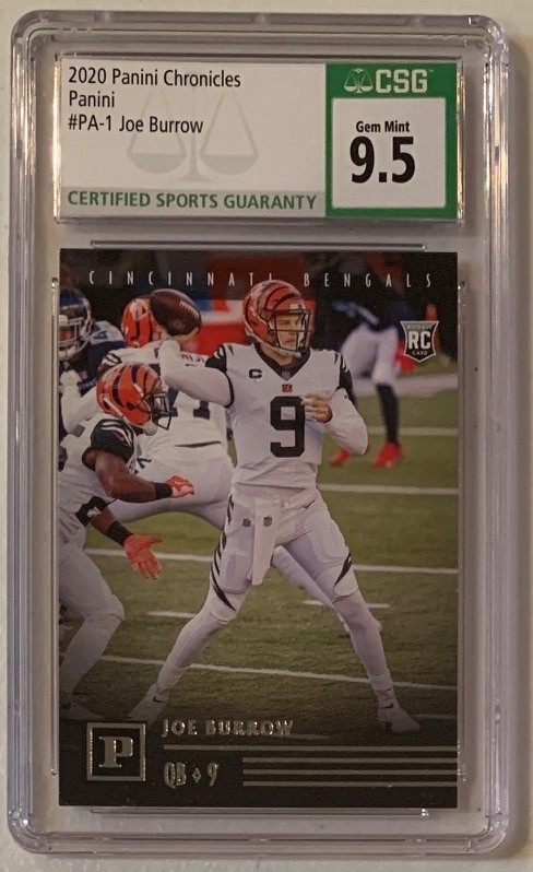 Joe Burrow 2020 Panini Chronicles Football Rookie Card RC #PA-1 Graded CSG 9.5 Joe Burrow 2020 Panini Chronicles Football Rookie Card RC #PA-1 Graded CSG 9.5