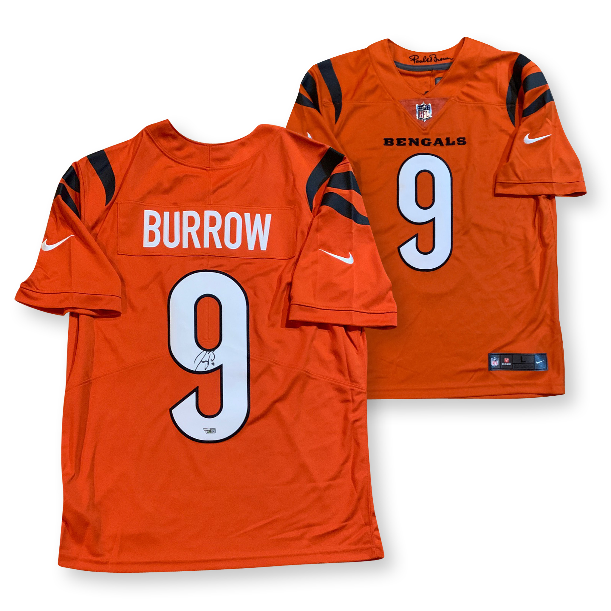 Joe Burrow Autographed Cincinnati Bengals Signed Nike Limited Orange Football Jersey Fanatics Authentic COA