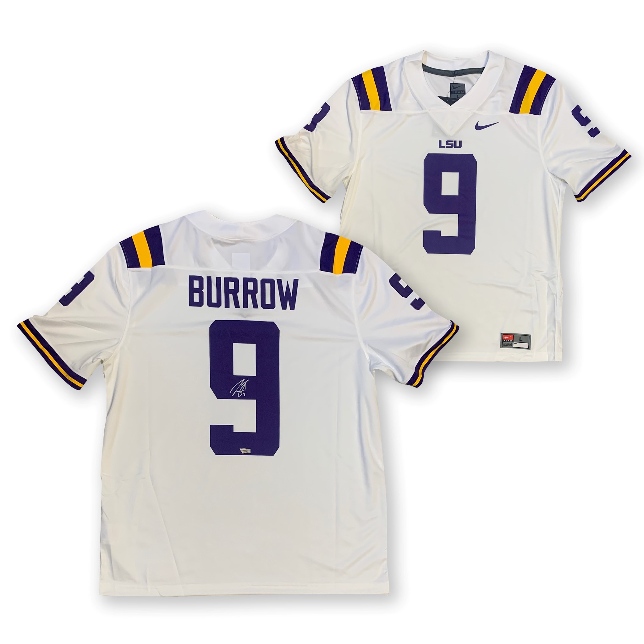 Joe Burrow Autographed LSU Tigers Signed Nike White Football Jersey Fanatics Authentic COA