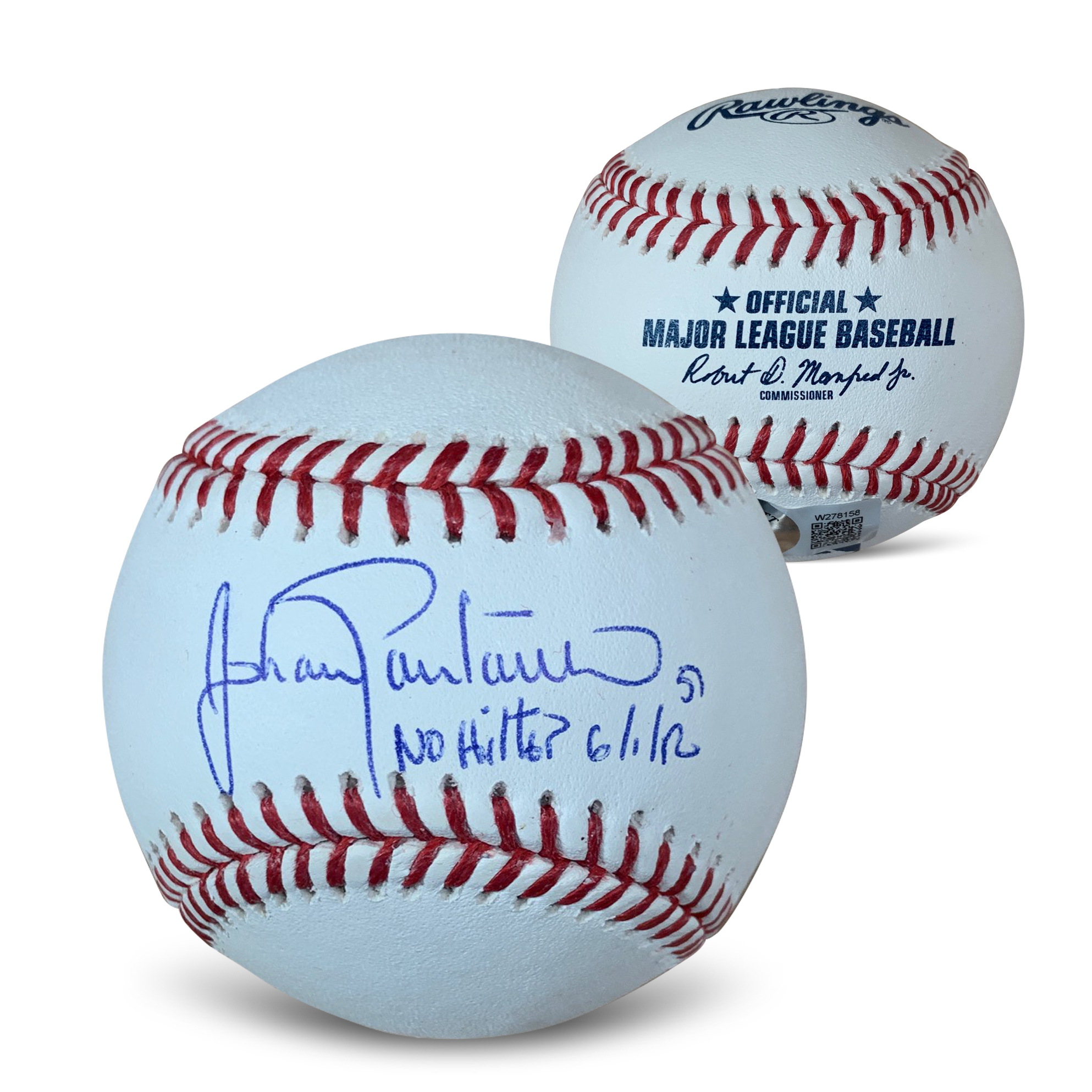 Johan Santana Autographed MLB Signed Baseball No Hitter 6/1/12 Beckett COA With UV Display Case