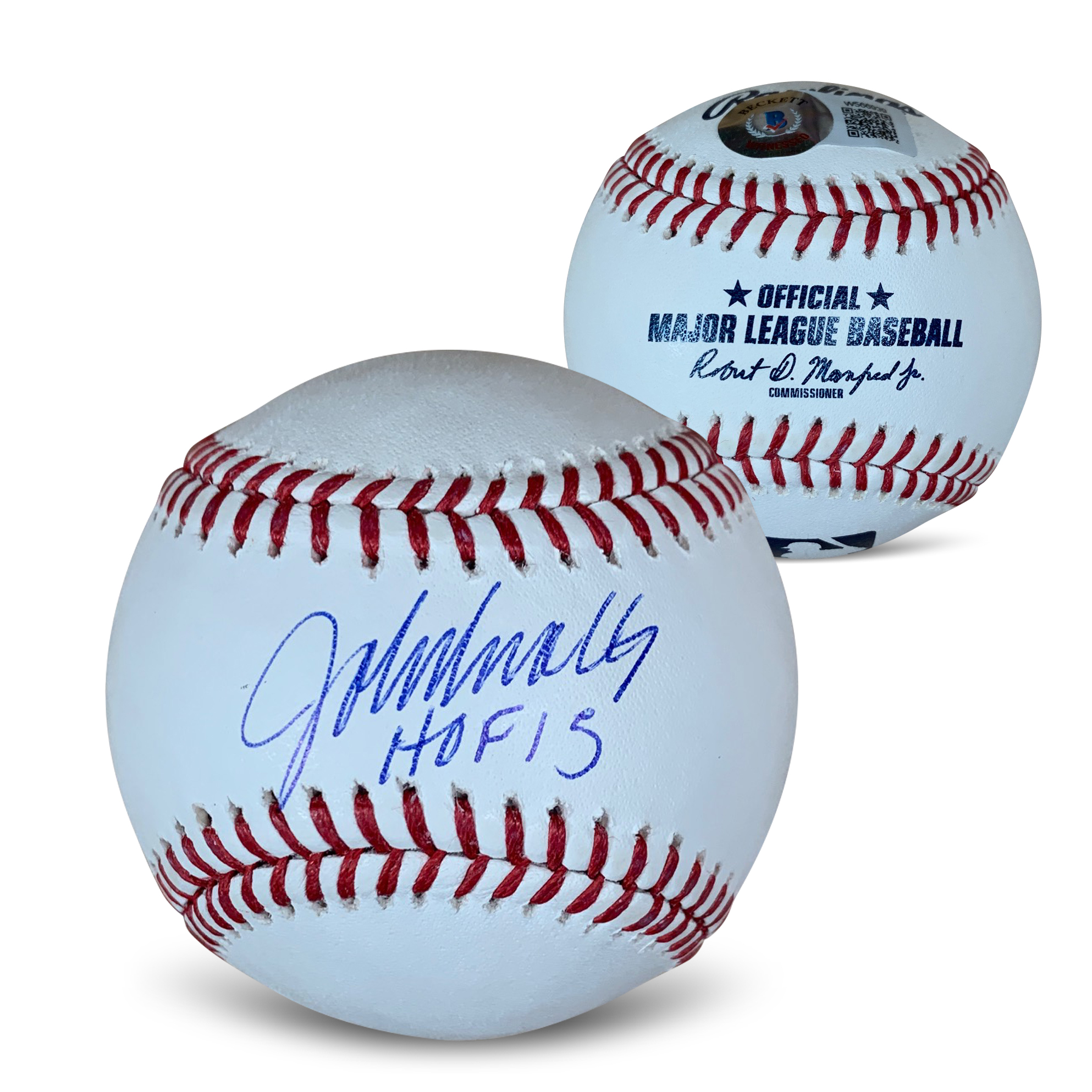 John Smoltz Autographed MLB Hall of Fame 2015 Signed Baseball Beckett COA With UV Display Case