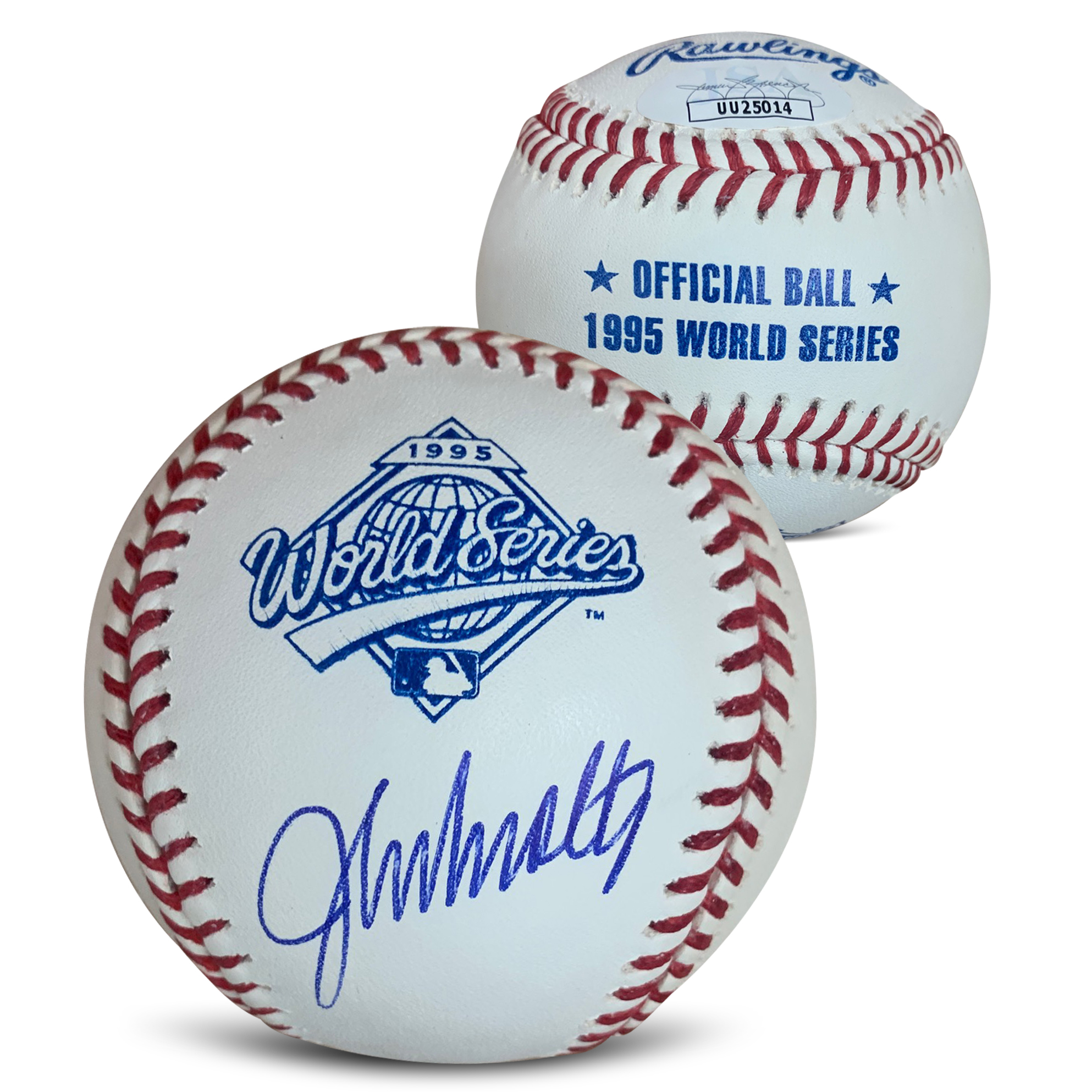 John Smoltz Autographed 1995 World Series Signed Baseball JSA COA With Display Case John Smoltz Autographed 1995 World Series Signed Baseball JSA COA With Display Case