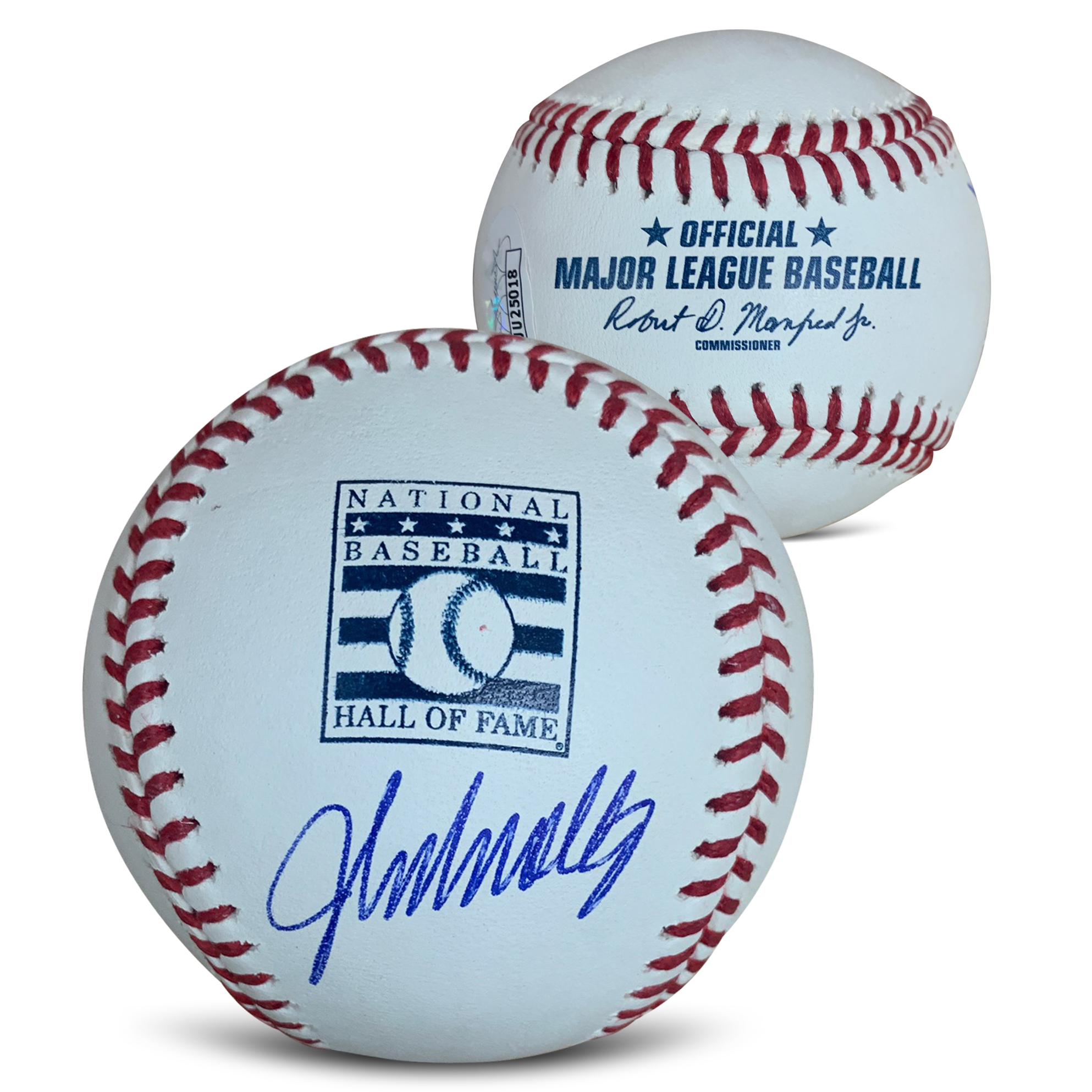 John Smoltz Autographed Hall of Fame HOF Logo Signed Baseball JSA COA With Display Case John Smoltz Autographed Hall of Fame HOF Logo Signed Baseball JSA COA With Display Case