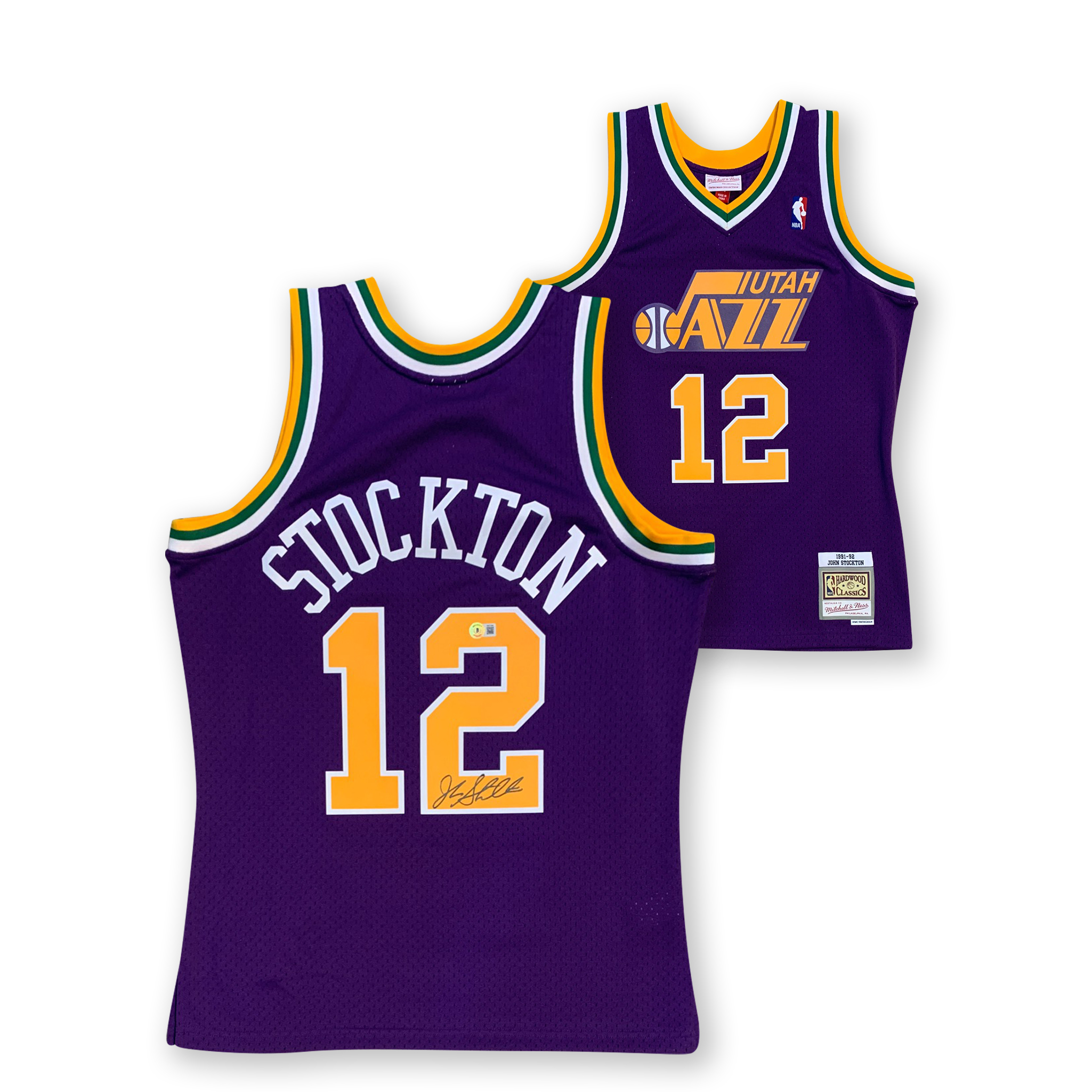 John Stockton Autographed Utah Jazz Mitchell & Ness Purple Swingman Throwback Signed Basketball Jersey Beckett COA M