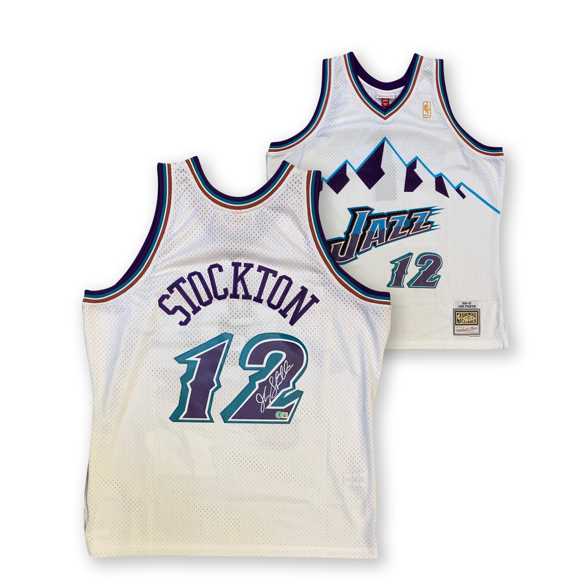 John Stockton Autographed Utah Jazz Mitchell & Ness White Swingman Signed Basketball Jersey Beckett COA XXL
