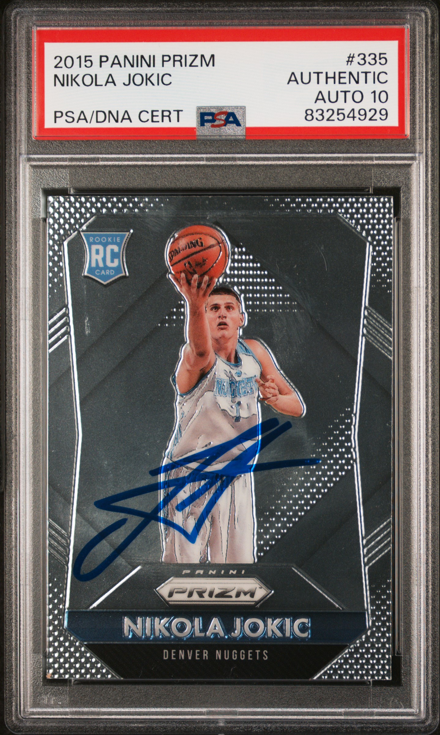 Nikola Jokic 2015 Panini Prizm Signed Basketball Rookie Card #335 Auto Graded PSA 10 83254929