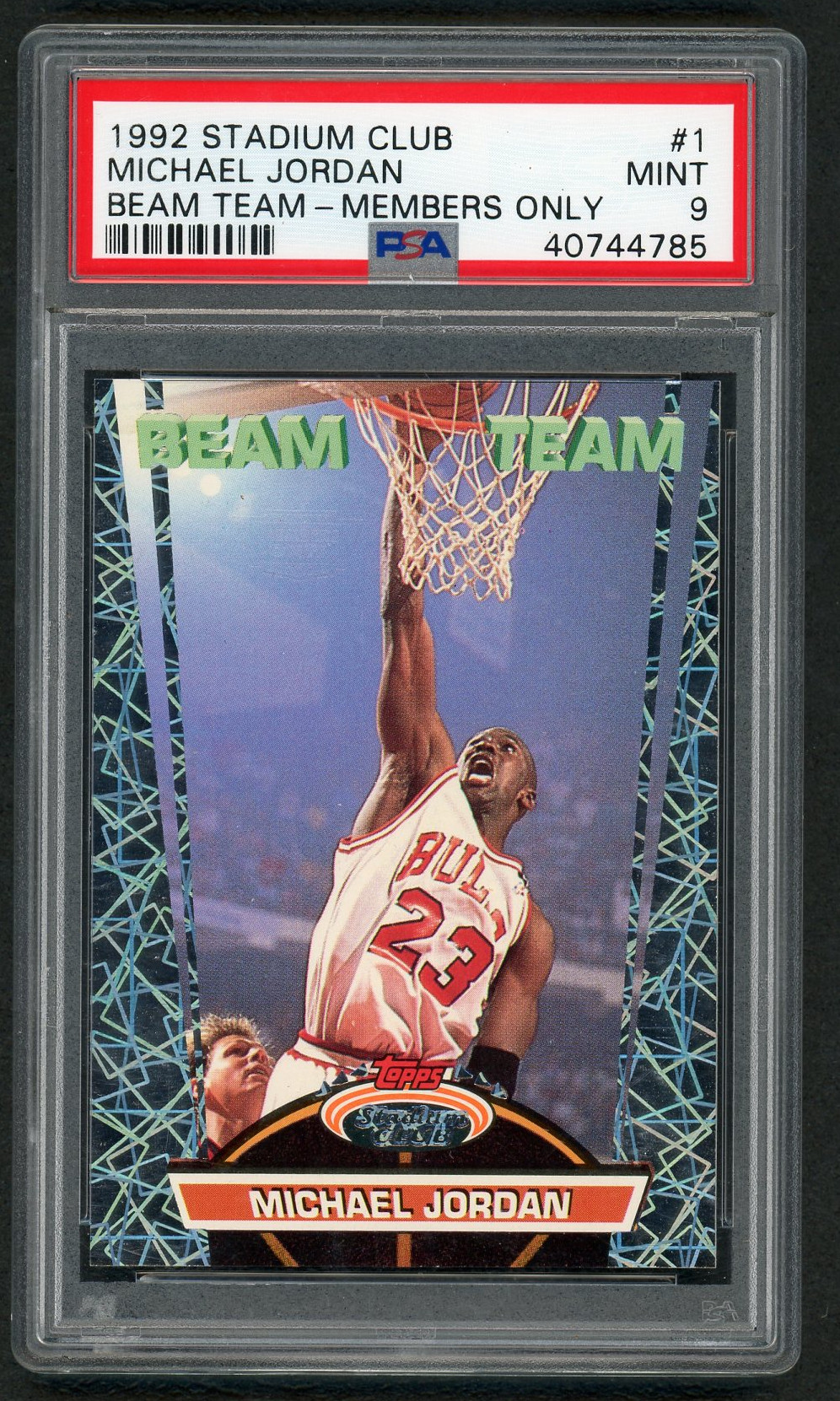 Michael Jordan 1992 Stadium Club Beam Team Members Only Basketball Card #1 Graded PSA 9 MINT Michael Jordan 1992 Stadium Club Beam Team Members Only Basketball Card #1 Graded PSA 9 MINT