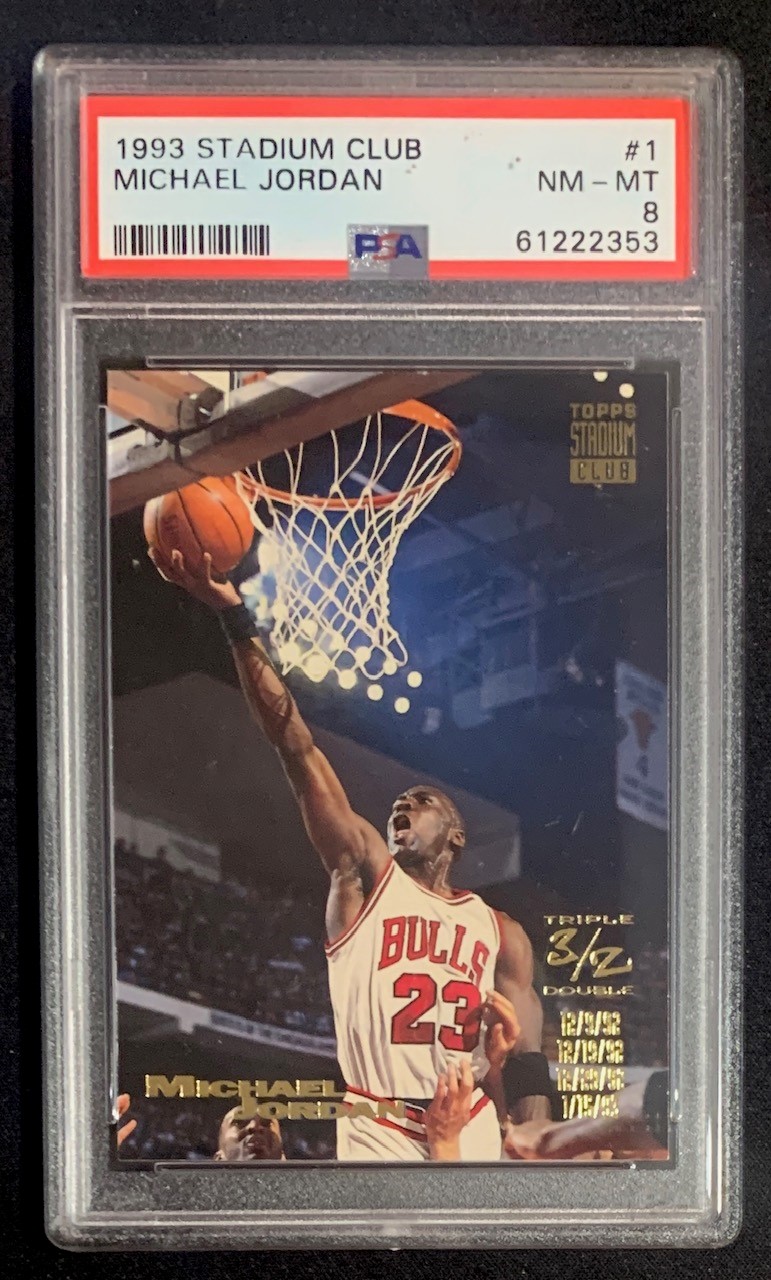 Michael Jordan 1993 Topps Stadium Club Basketball Card #1 Graded PSA 8