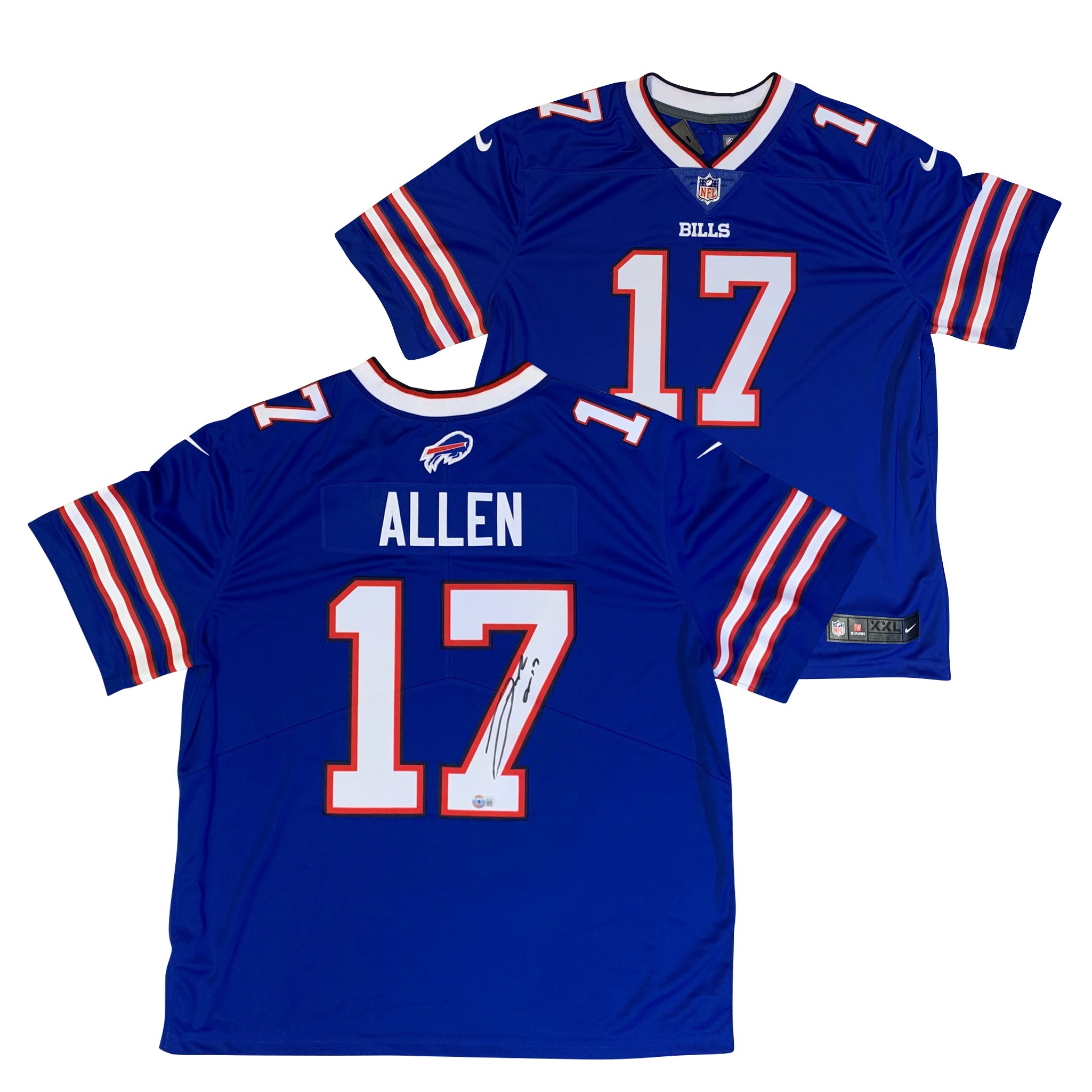 Josh Allen Autographed Buffalo Bills Signed Nike Limited Blue Football Jersey Beckett Authentication Services COA Josh Allen Autographed Buffalo Bills Signed Nike Limited Blue Football Jersey Beckett Authentication Services COA