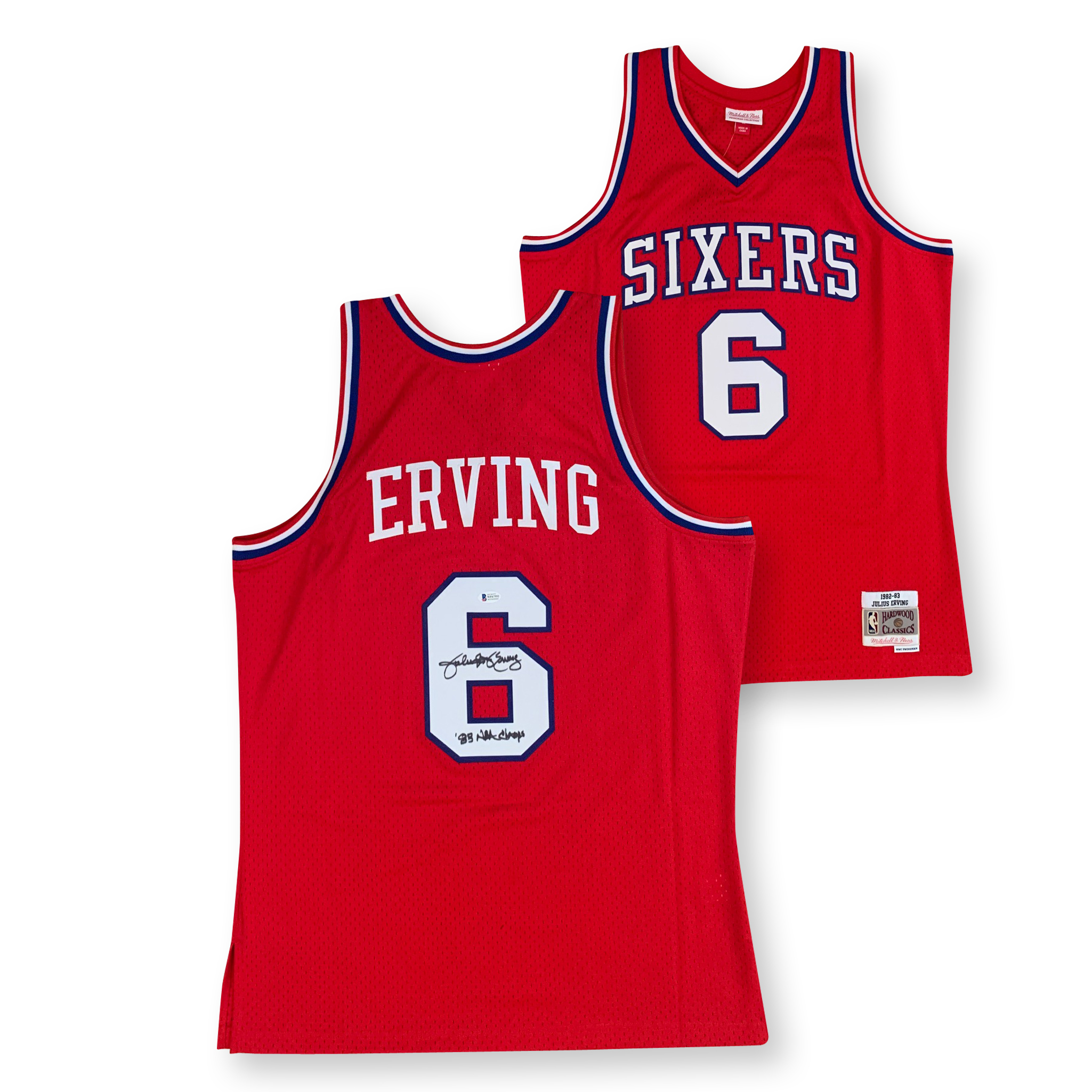Julius Erving Autographed Philadelphia Signed Mitchell & Ness Swingman Basketball Jersey 1983 CHAMPS Beckett BAS COA