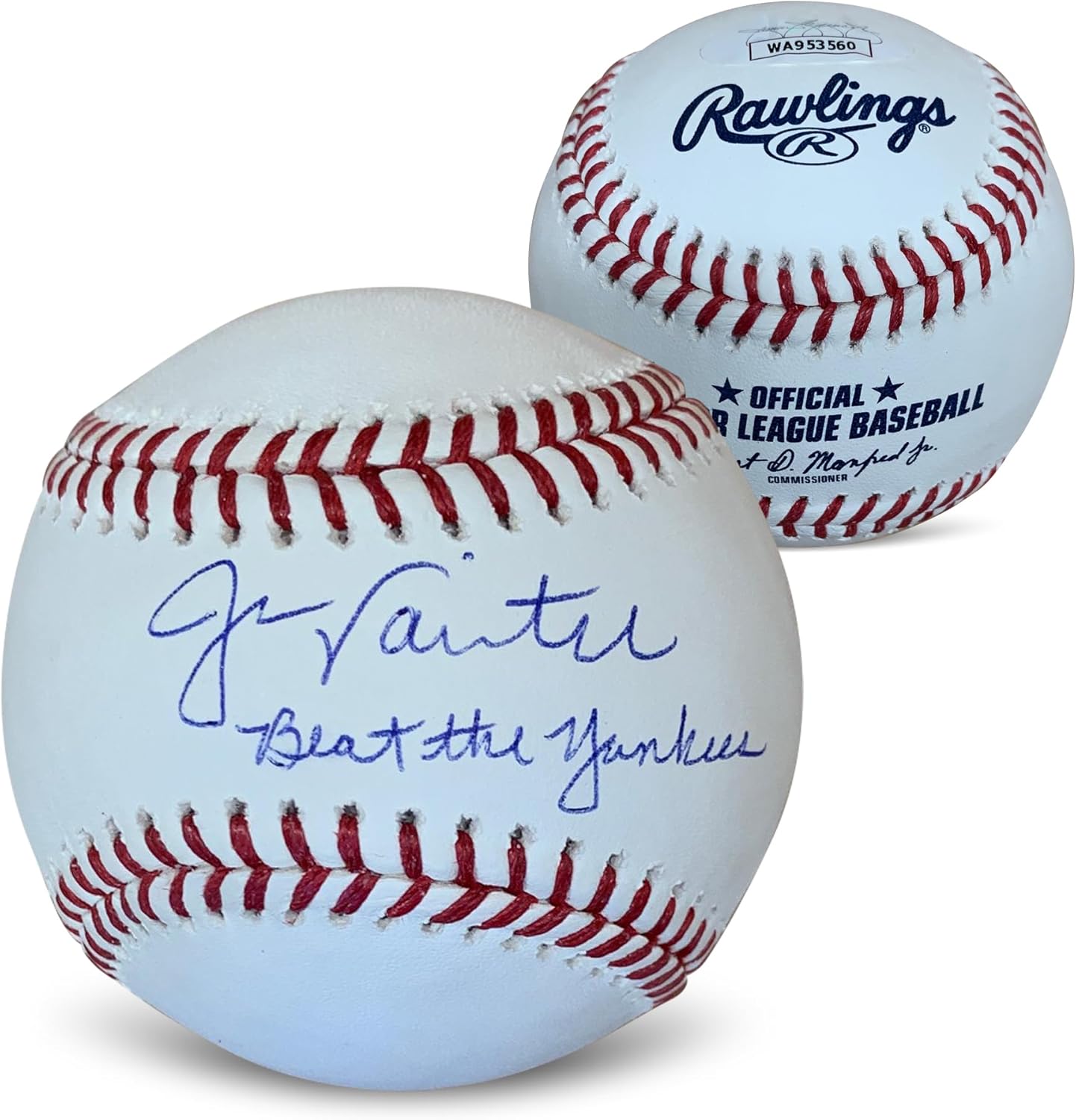 Jason Varitek Boston Red Sox Autographed MLB Signed Baseball BEAT THE YANKEES JSA COA With UV Display Case