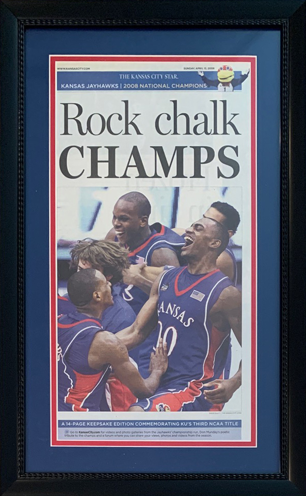 Kansas Jayhawks 2008 Basketball National Champion Star Framed Original Newspaper Kansas Jayhawks 2008 Basketball National Champion Star Framed Original Newspaper