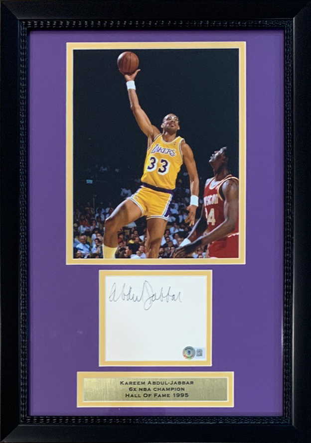 Kareem Abdul-Jabbar Autographed Basketball Signed Book Page 14x20 Framed Beckett COA
