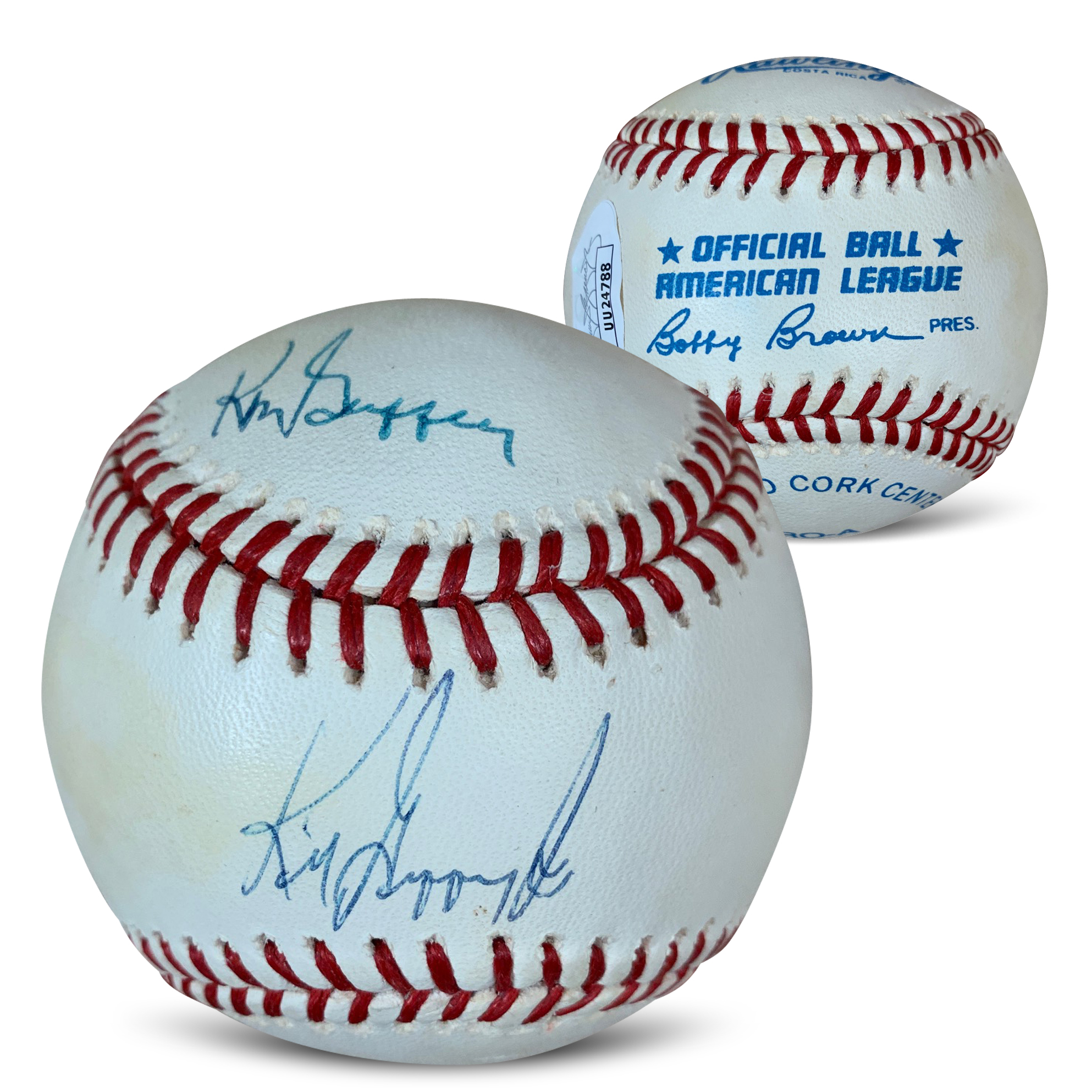 Ken Griffey Jr & Sr Dual Autographed American League Signed MLB Baseball JSA COA  With Display Case