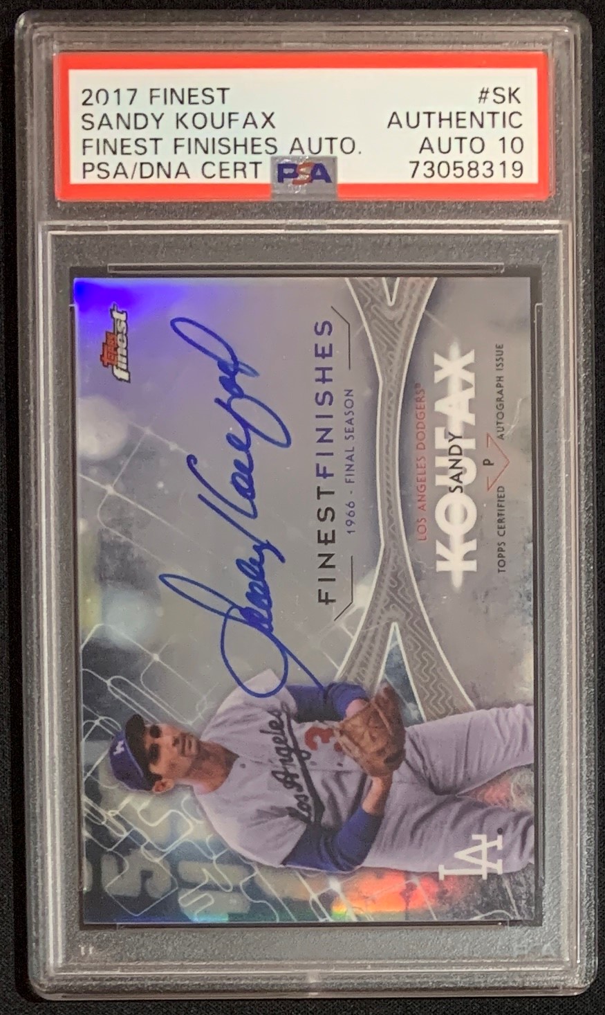 Sandy Koufax 2017 Topps Finest Signed Baseball Card #SK Auto Graded PSA 10