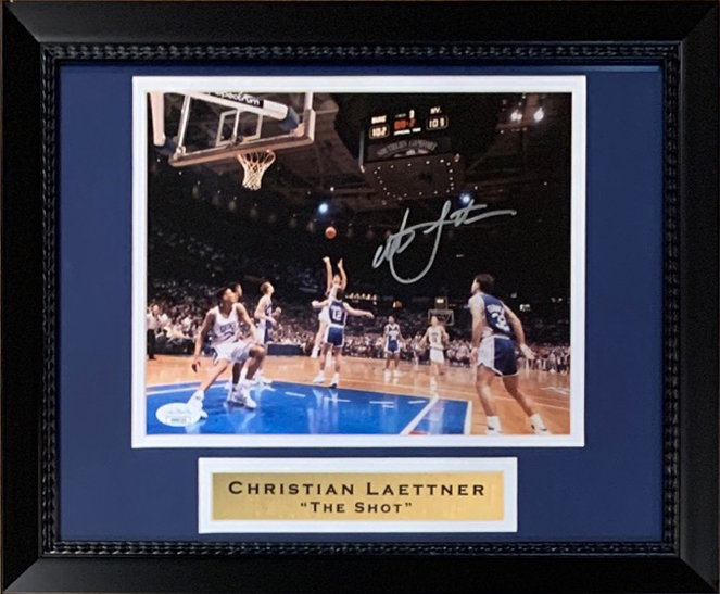 Christian Laettner Autographed Duke Blue Devils Signed THE SHOT Basketball Framed 8x10 Photo JSA COA 2