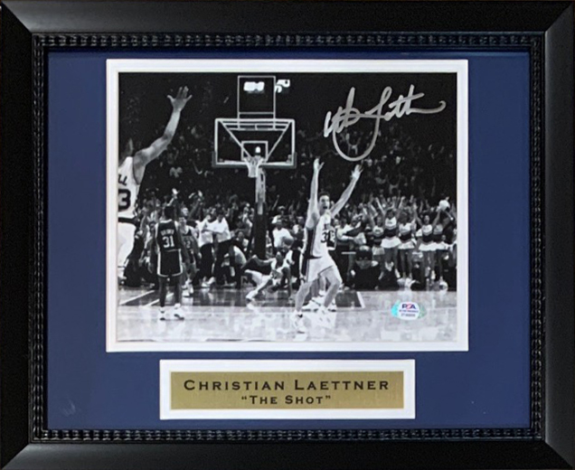 Christian Laettner Autographed Duke Blue Devils Signed THE SHOT Basketball Framed 8x10 Photo PSA DNA COA 3