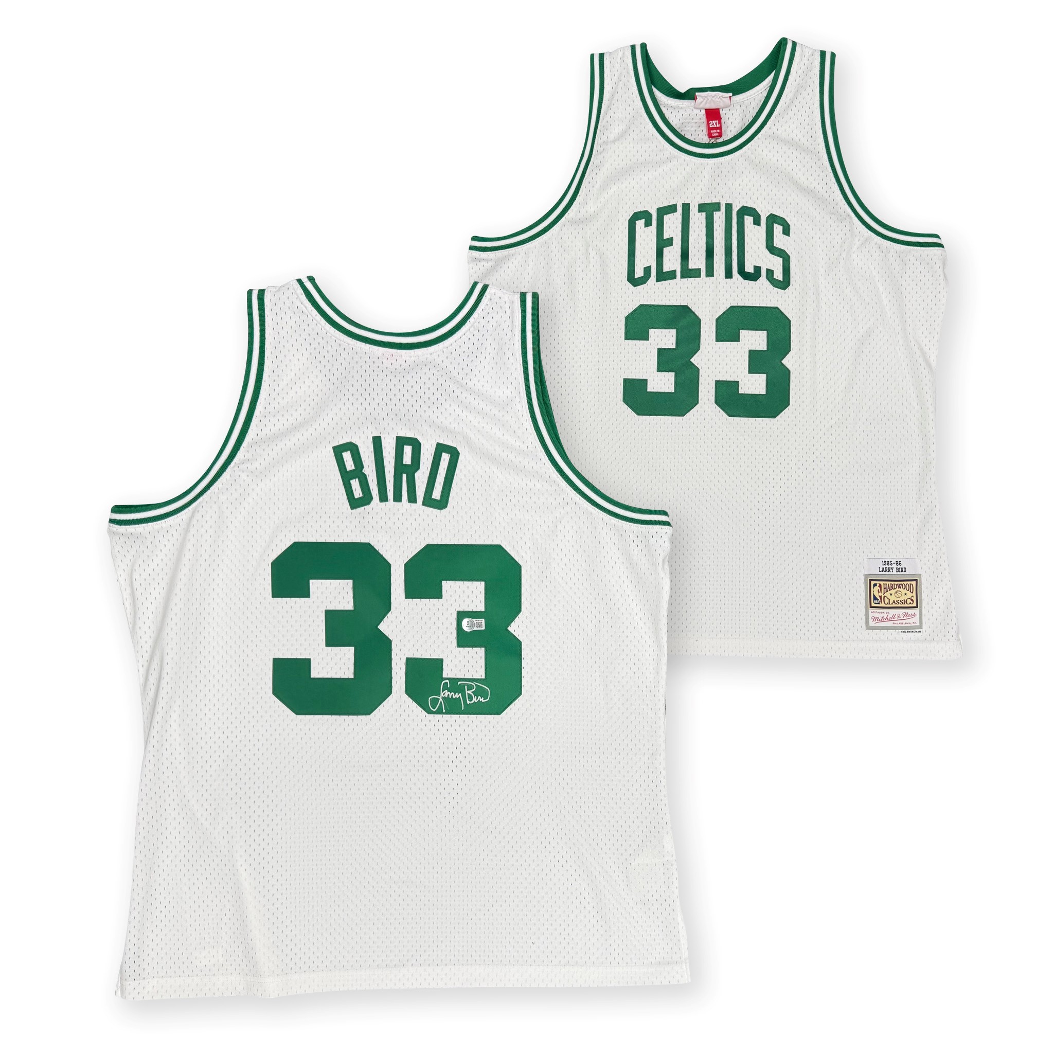 Larry Bird Autographed Boston Celtics Signed Mitchell & Ness White Swingman Basketball Jersey Beckett Authenticated COA