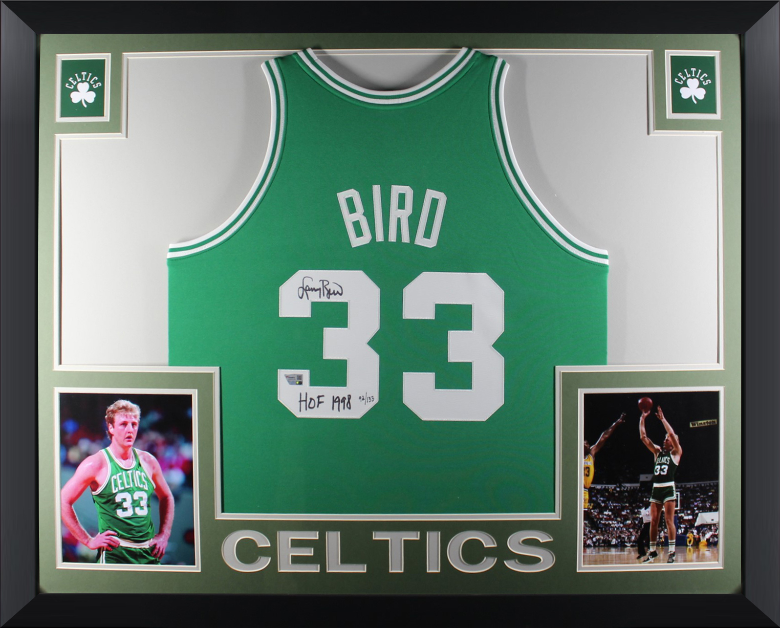 Larry Bird Autographed Boston Celtics Signed Mitchell & Ness Authentic Framed Jersey Hall of Fame HOF 1998 Fanatics COA LE of 133
