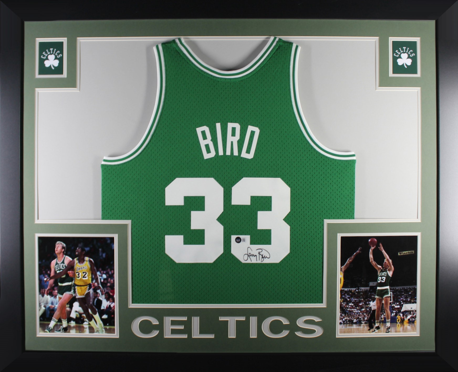 Larry Bird Autographed Boston Celtics Mitchell & Ness Swingman Signed Basketball Framed Jersey Beckett Witness Authenticated COA