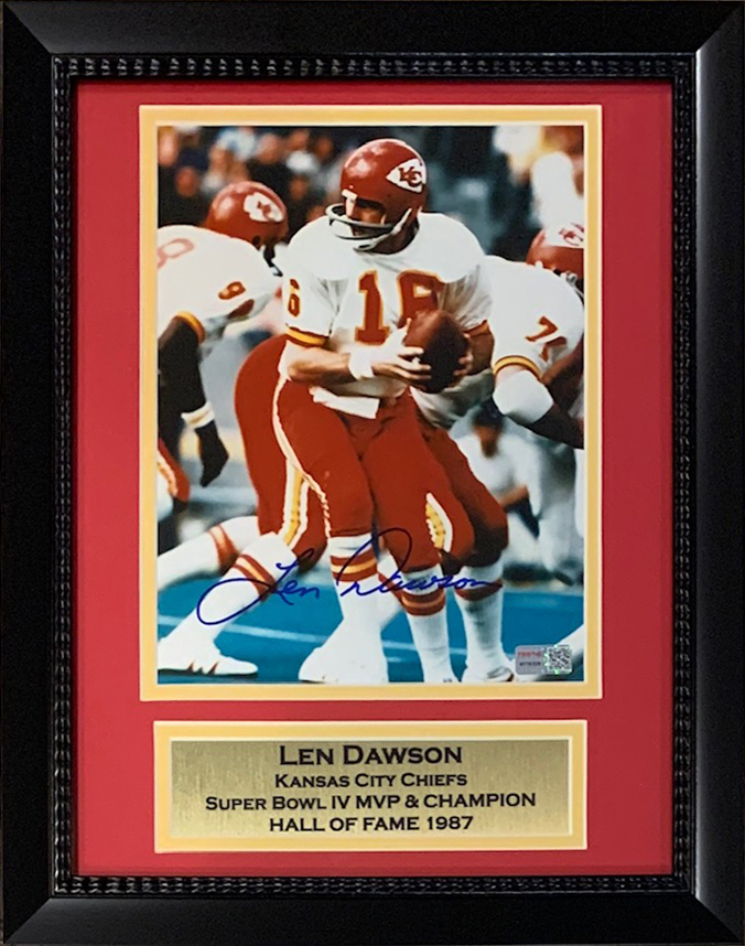 Len Dawson Autographed Kansas City Chiefs Signed Football 8x10 Framed Photo TRISTAR COA