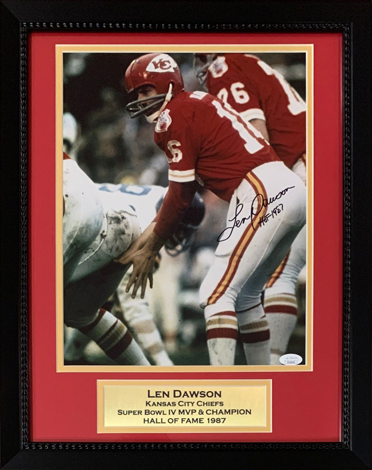 Len Dawson Autographed Kansas City Chiefs Signed 11x14 Framed Photo JSA COA Len Dawson Autographed Kansas City Chiefs Signed 11x14 Framed Photo JSA COA