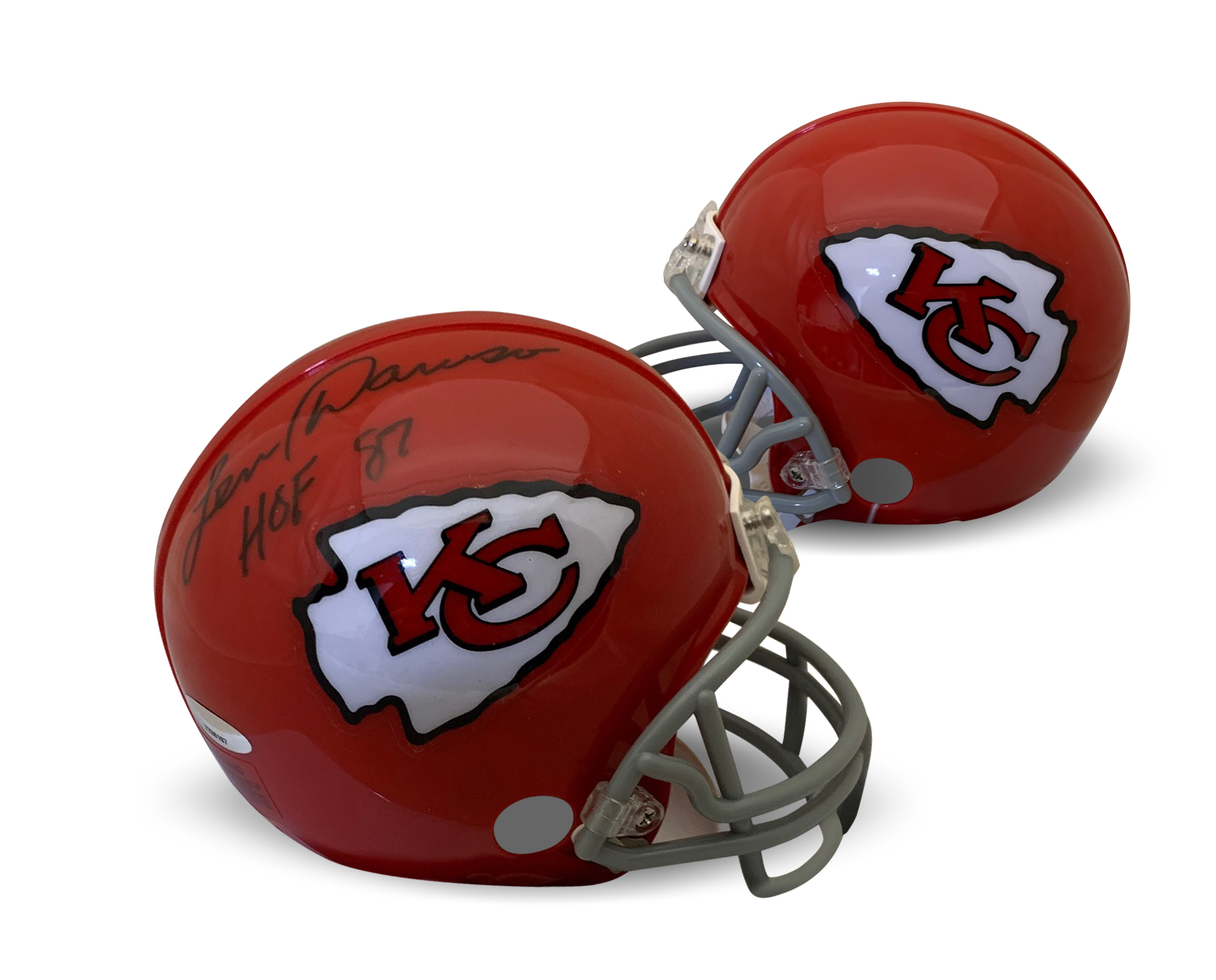 Len Dawson Autographed Kansas City Chiefs Hall of Fame 1987 HOF Signed Football Mini Helmet TRISTAR COA Len Dawson Autographed Kansas City Chiefs Hall of Fame 1987 HOF Signed Football Mini Helmet TRISTAR COA