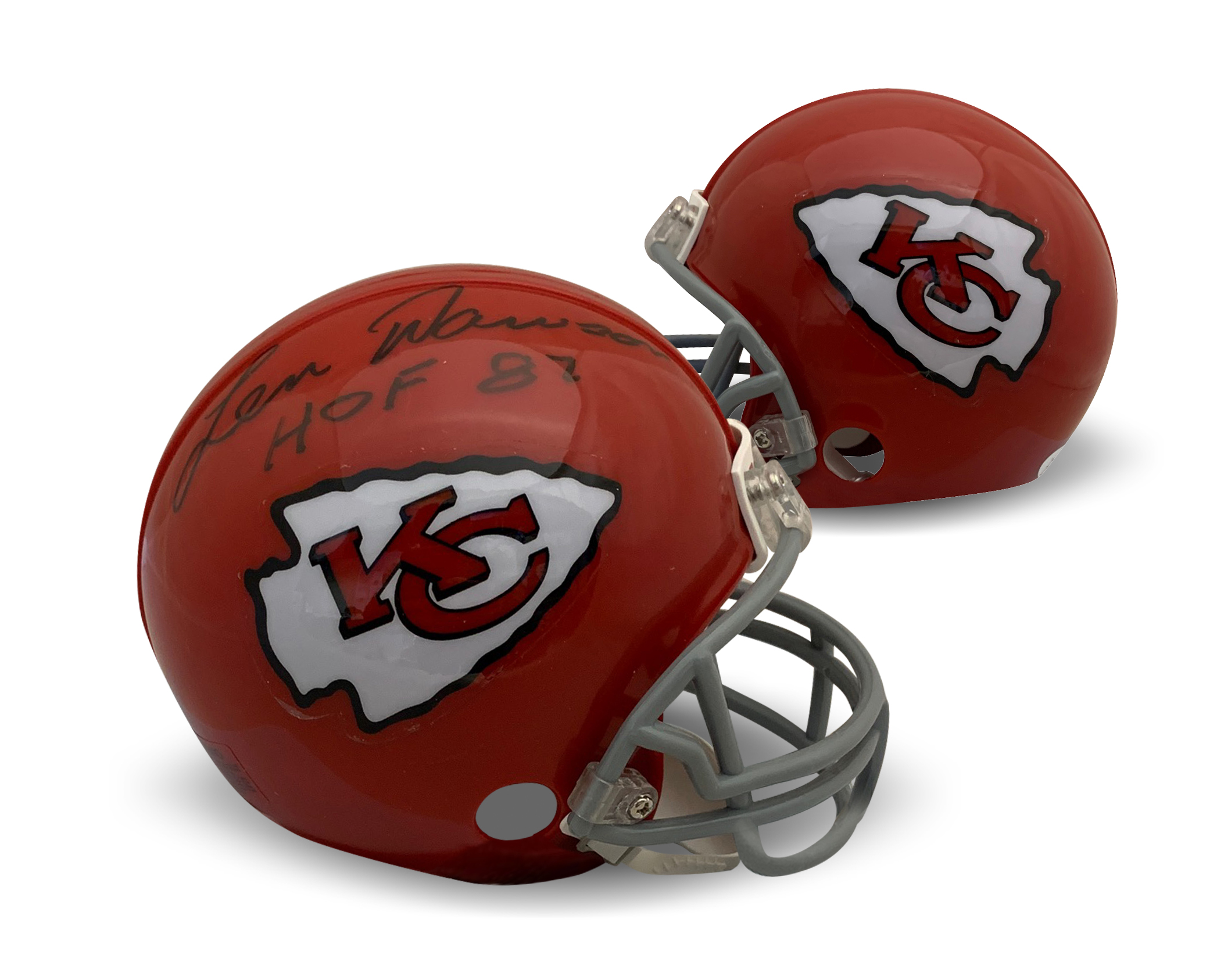 Len Dawson Autographed Kansas City Chiefs Hall of Fame 1987 HOF Signed Football Mini Helmet JSA COA BLK Len Dawson Autographed Kansas City Chiefs Hall of Fame 1987 HOF Signed Football Mini Helmet JSA COA BLK