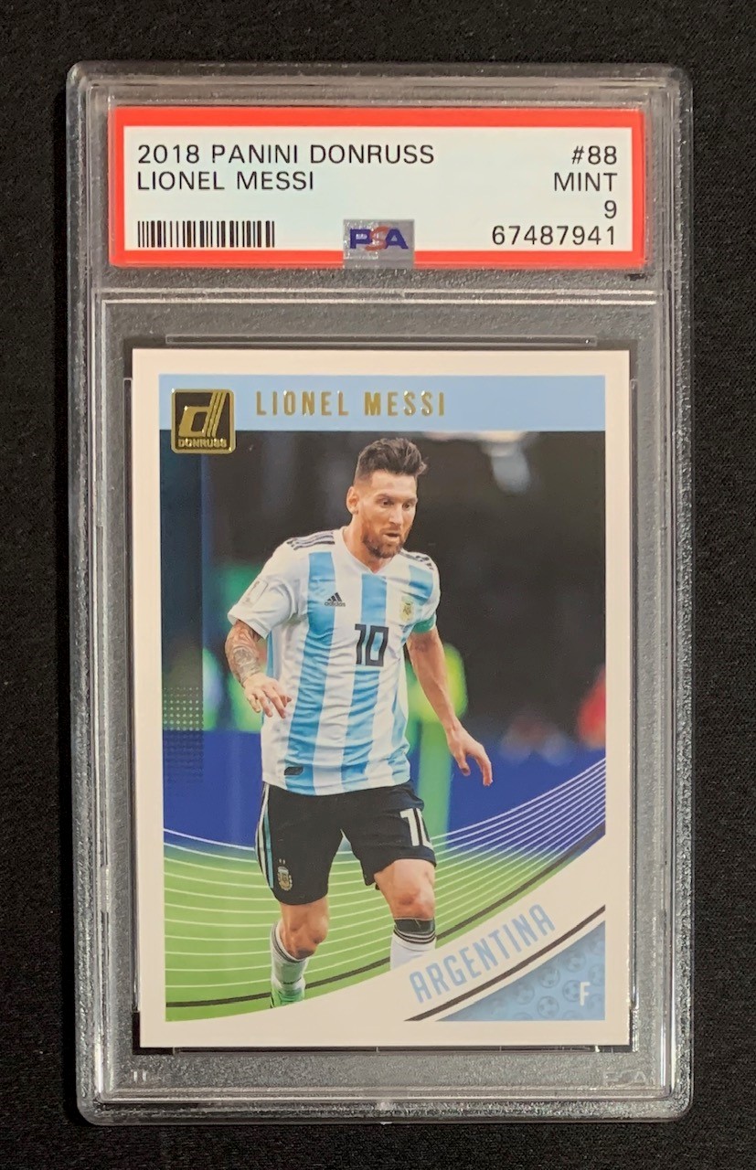 Lionel Messi 2018 Panini Donruss Soccer Card #88 Graded PSA 9 Lionel Messi 2018 Panini Donruss Soccer Card #88 Graded PSA 9