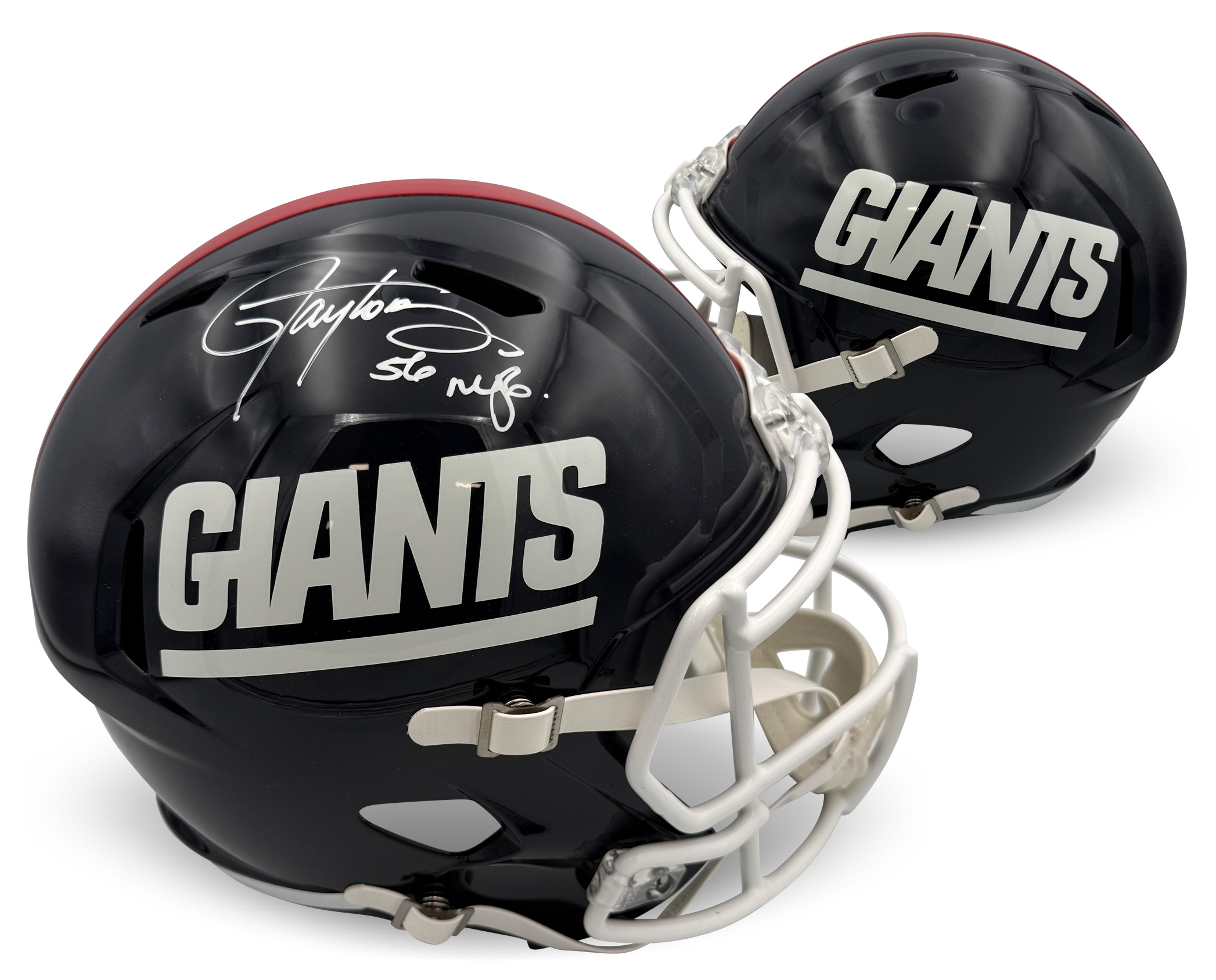 Lawrence Taylor Autographed New York Giants Signed Replica Throwback Full Size Football Helmet Beckett Witness Authenticated COA