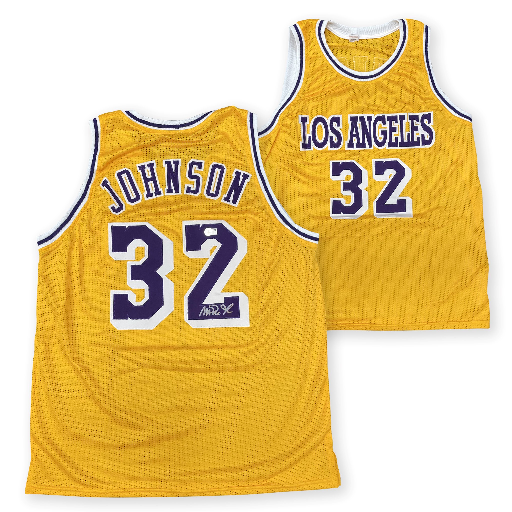 Magic Johnson Autographed Pro Style Gold Signed Basketball Jersey Beckett COA