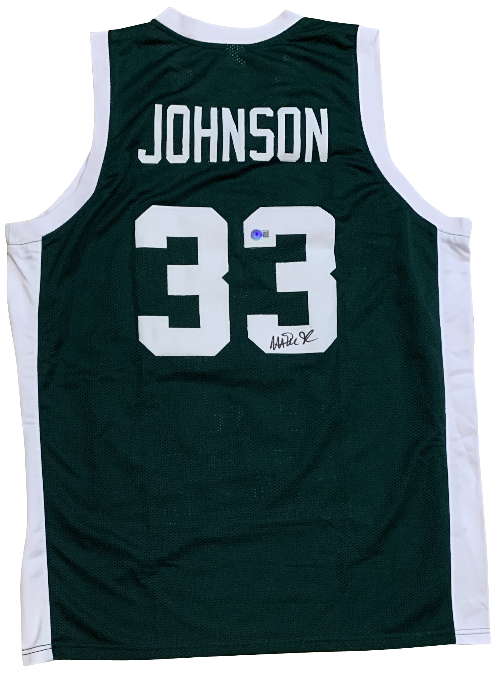 Magic Johnson Autographed College Style Green Signed Basketball Jersey Beckett COA