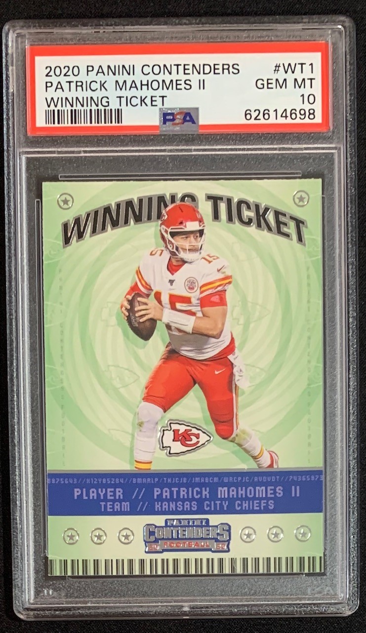 Patrick Mahomes 2020 Panini Contenders Winning Ticket Football Card #WT1 Graded PSA 10