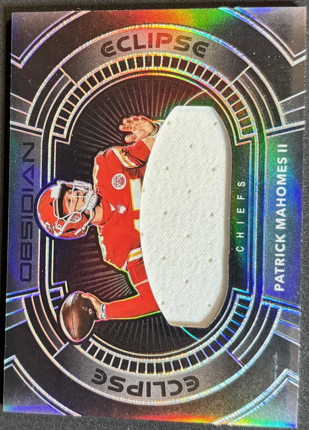 Patrick Mahomes II 2020 Panini Obsidian Eclipse Player Worn Used Jersey Relic Football Patch Card #E1 Serial 60/75