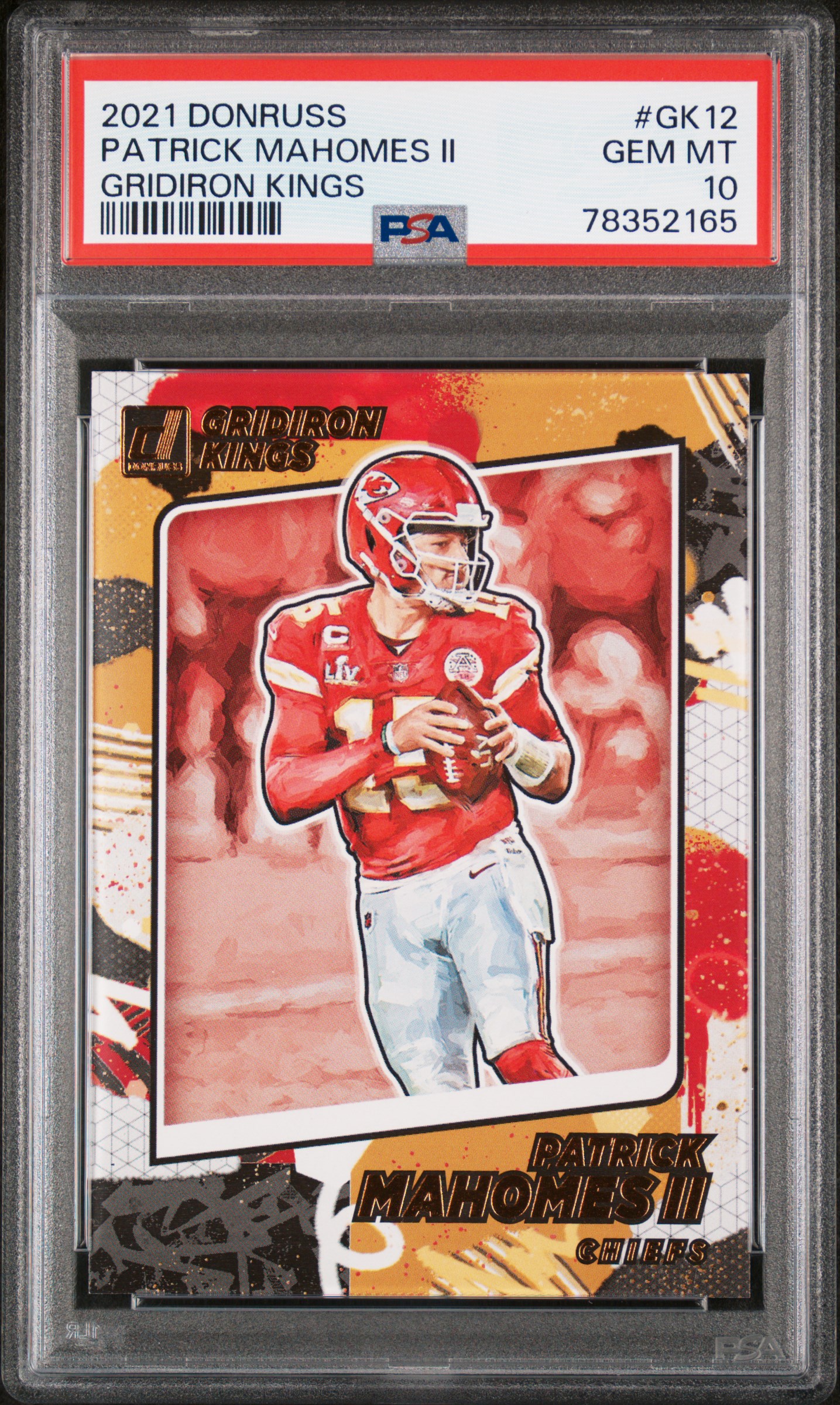 Patrick Mahomes 2021 Panini Donruss Gridiron Kings Card #GK12 Graded PSA 10