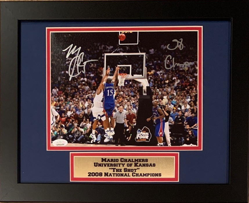 Mario Chalmers Autographed Kansas SHOT 2008 Champions Framed 8x10 Photo JSA COA