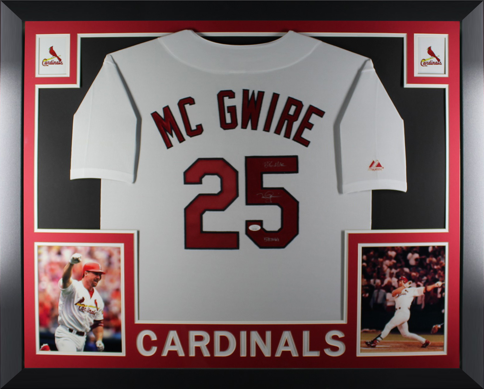 Mark McGwire Autographed St Louis Cardinals Signed Majestic Baseball Framed Jersey BIG MAC 583 HOME RUNS JSA COA