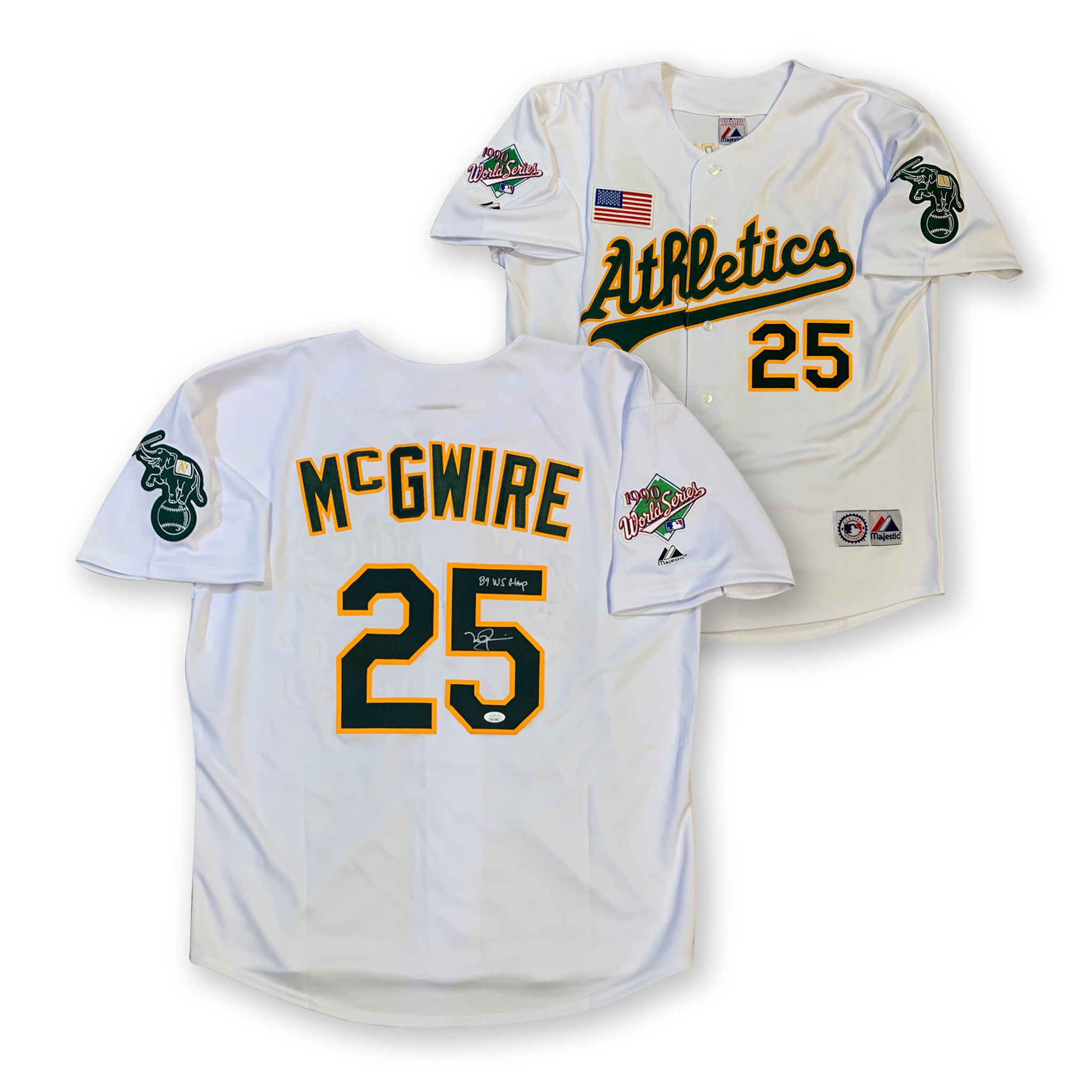 Mark McGwire Autographed Oakland Athletics Signed Majestic 1989 World Series Baseball Jersey JSA COA