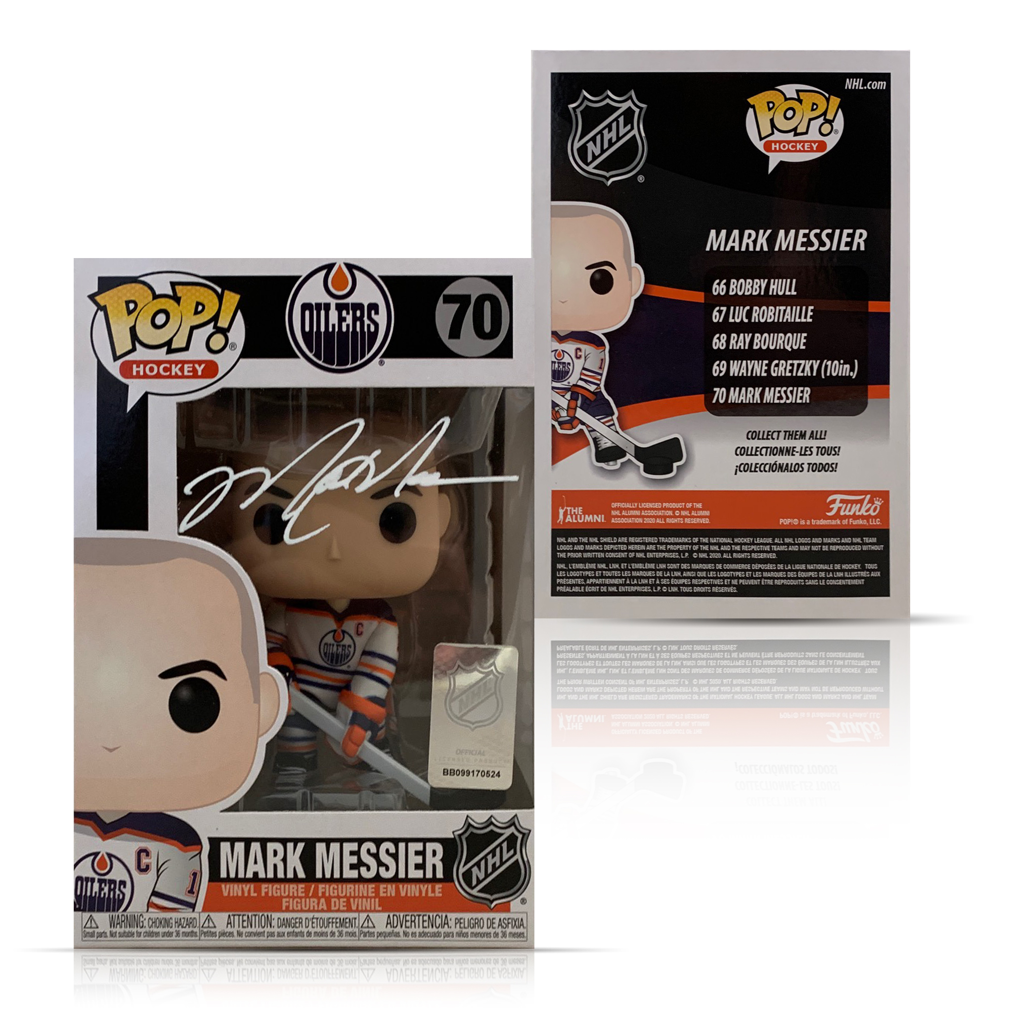 Mark Messier Autographed Edmonton Signed Hockey Funko Pop JSA COA