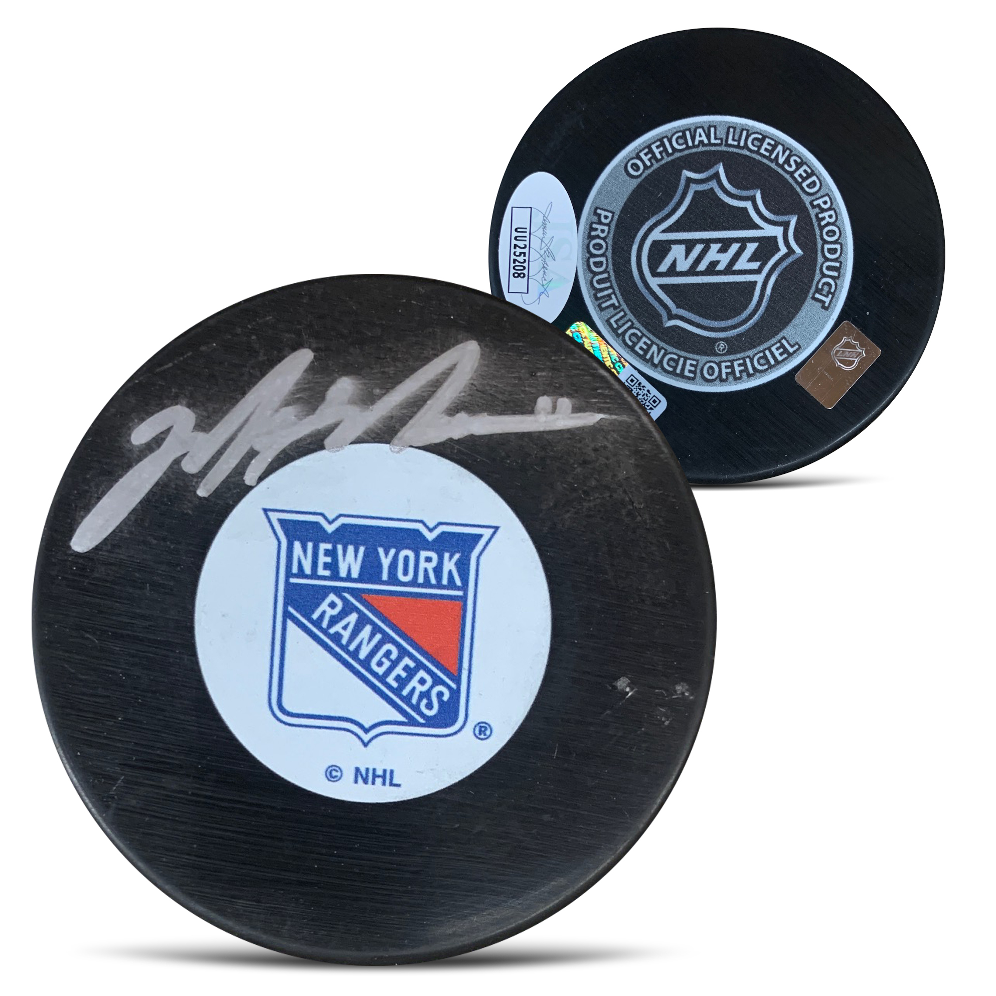 Mark Messier Autographed New York Rangers Signed Hockey Puck JSA COA Smudged Mark Messier Autographed New York Rangers Signed Hockey Puck JSA COA Smudged